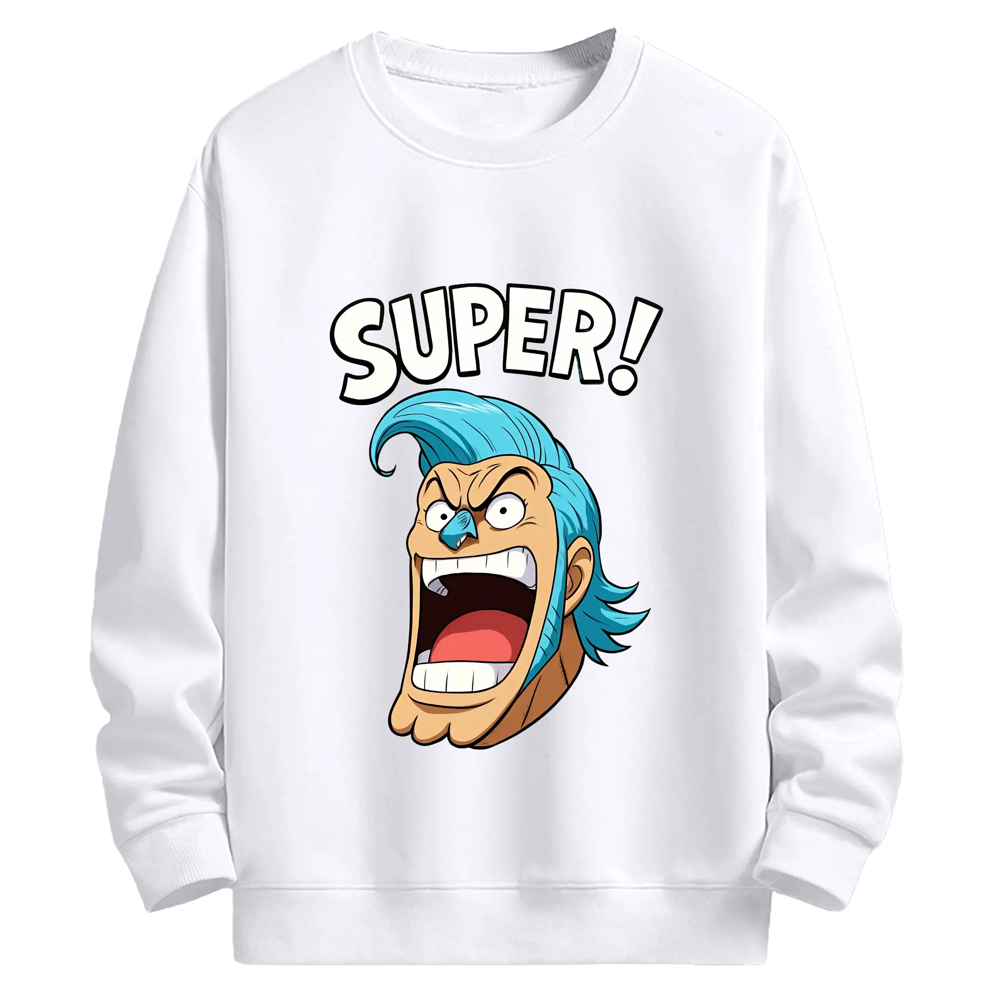 ワンピース グッズ フランキー - 高品質 クルーネック スウェット ・ コットン59％ ポリエステル41％ ・ ユニセックス 長袖 トレーナー ・ カジュアル デイリー スポーツ 散歩用