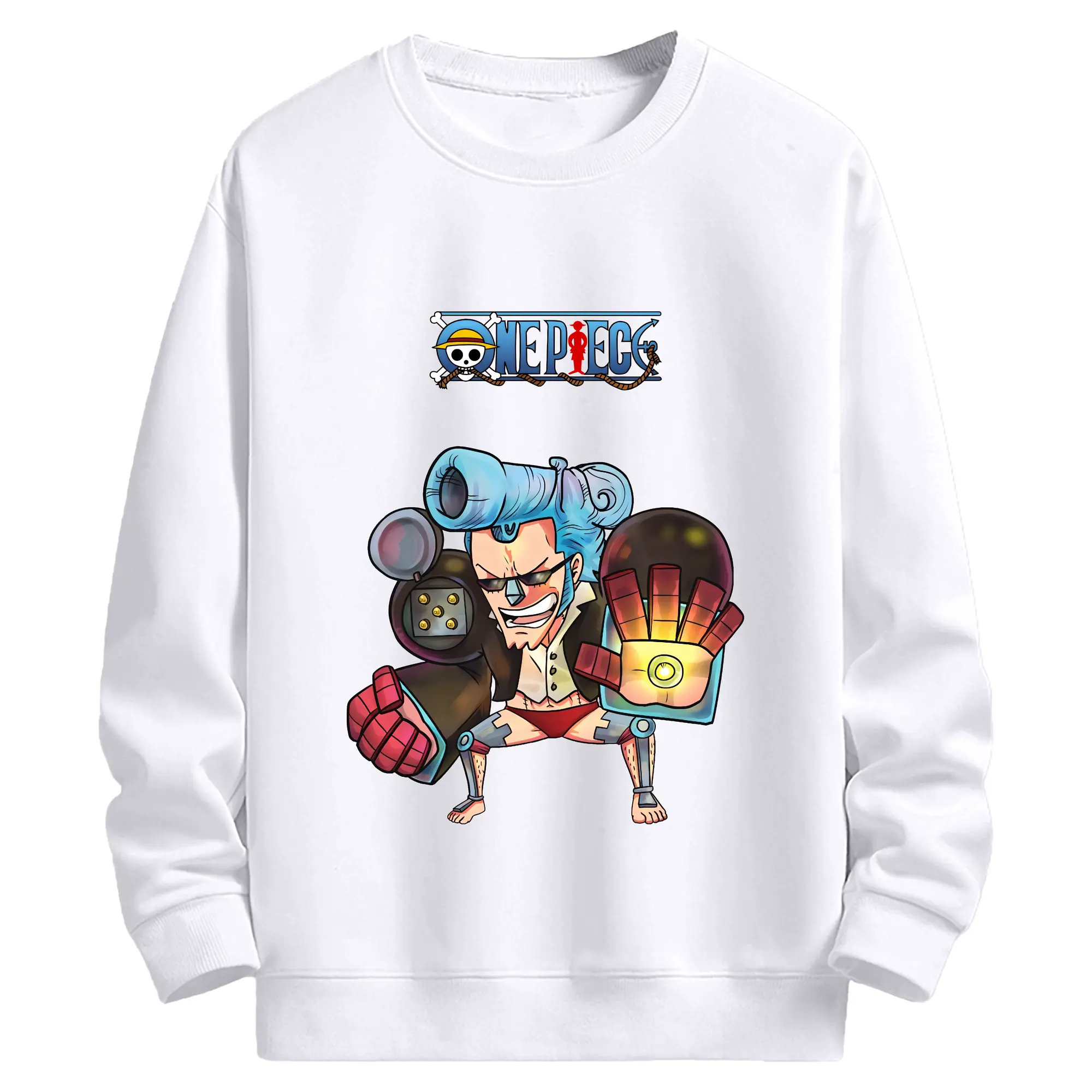 ワンピース グッズ フランキー - 高品質 クルーネック スウェット ・ コットン59％ ポリエステル41％ ・ ユニセックス 長袖 トレーナー ・ カジュアル デイリー スポーツ 散歩用