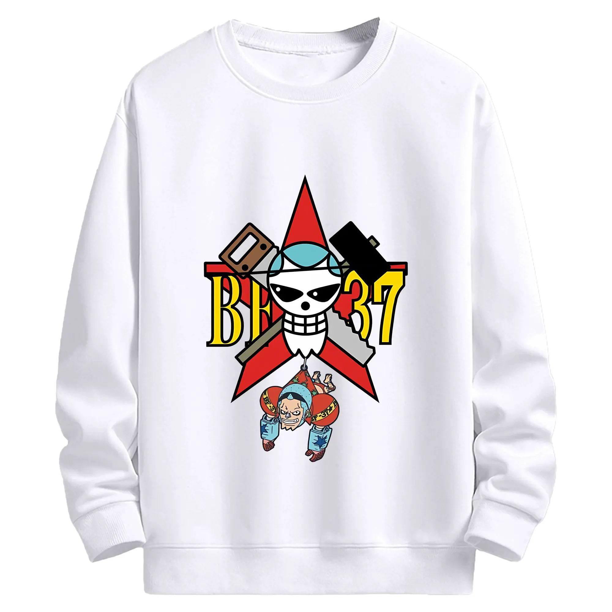 ワンピース グッズ フランキー - 高品質 クルーネック スウェット ・ コットン59％ ポリエステル41％ ・ ユニセックス 長袖 トレーナー ・ カジュアル デイリー スポーツ 散歩用