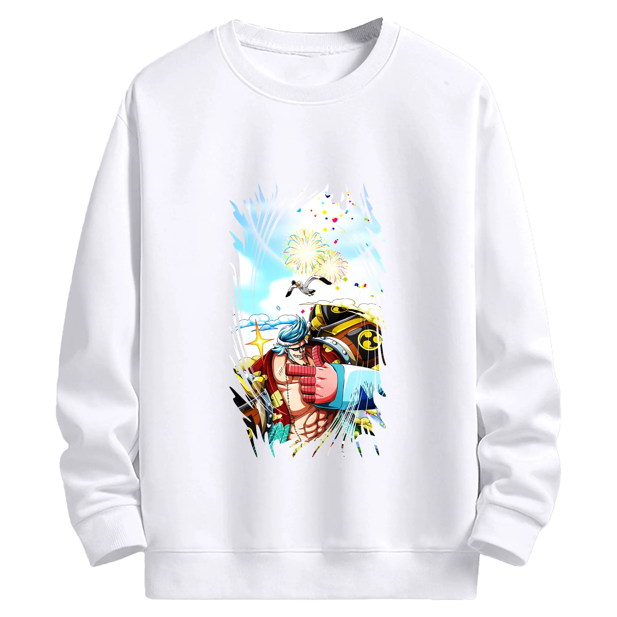 ワンピース グッズ フランキー - 高品質 クルーネック スウェット ・ コットン59％ ポリエステル41％ ・ ユニセックス 長袖 トレーナー ・ カジュアル デイリー スポーツ 散歩用