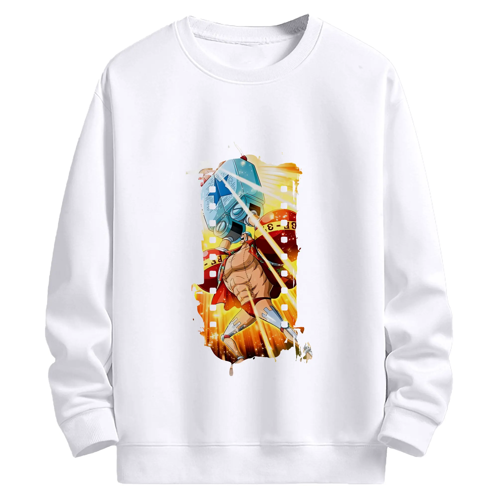 ワンピース グッズ フランキー - 高品質 クルーネック スウェット ・ コットン59％ ポリエステル41％ ・ ユニセックス 長袖 トレーナー ・ カジュアル デイリー スポーツ 散歩用