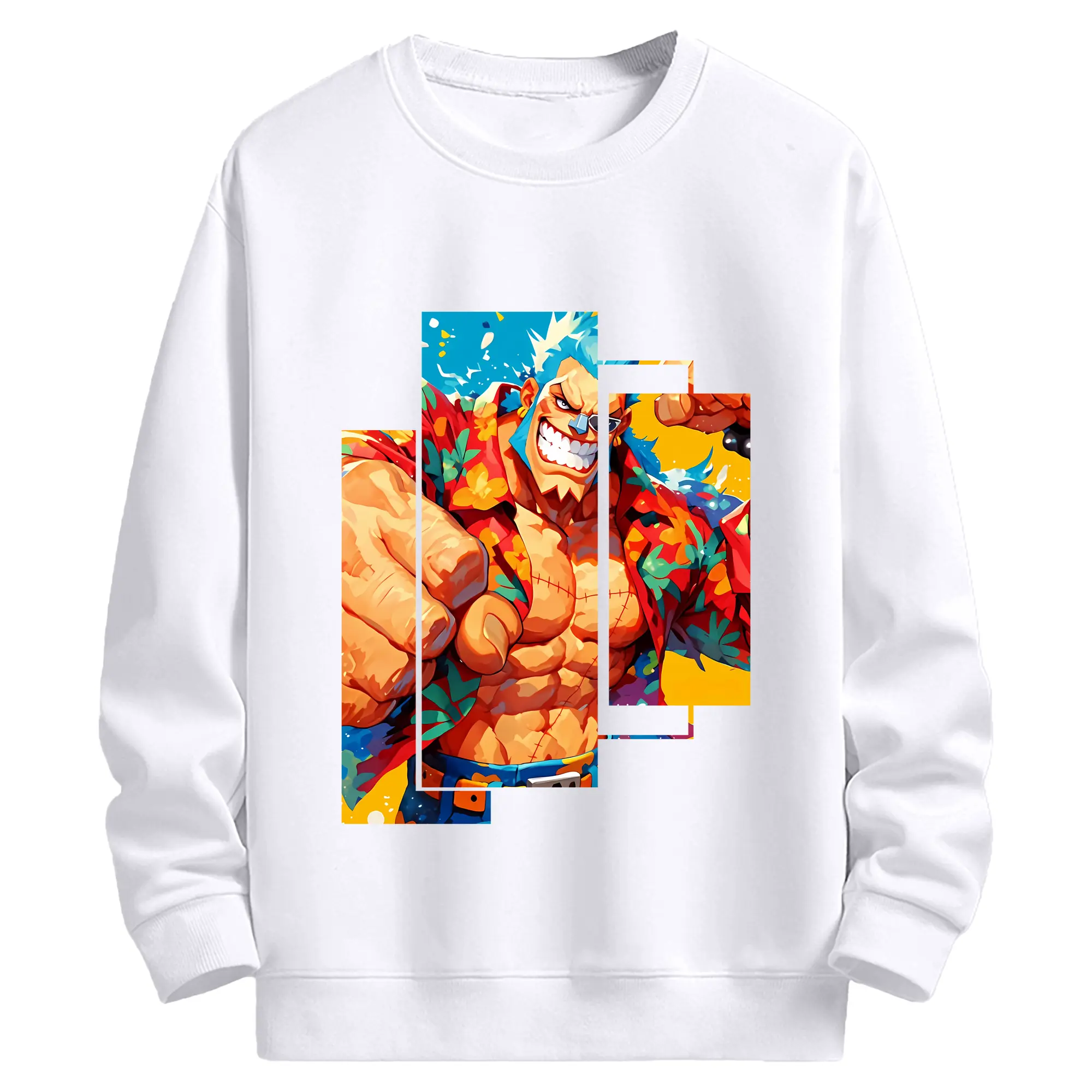 ワンピース グッズ フランキー - 高品質 クルーネック スウェット ・ コットン59％ ポリエステル41％ ・ ユニセックス 長袖 トレーナー ・ カジュアル デイリー スポーツ 散歩用