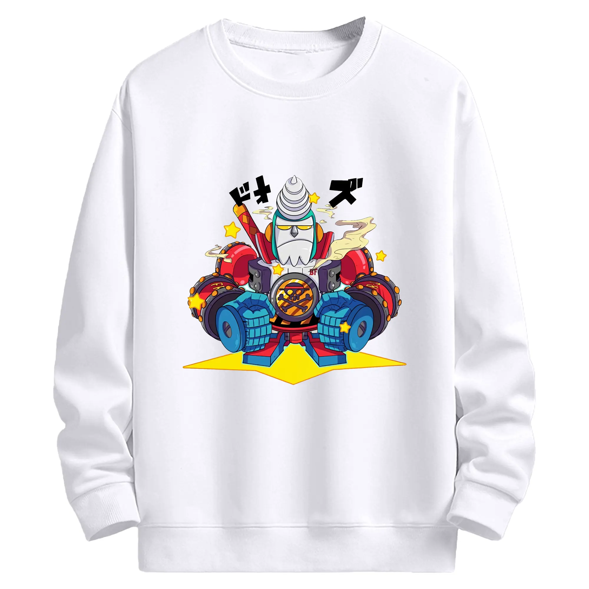 ワンピース グッズ フランキー - 高品質 クルーネック スウェット ・ コットン59％ ポリエステル41％ ・ ユニセックス 長袖 トレーナー ・ カジュアル デイリー スポーツ 散歩用