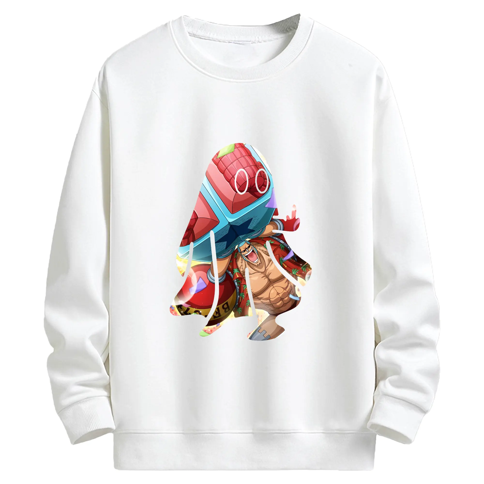 ワンピース グッズ フランキー - キッズ クルーネックスウェットシャツ ・ フロントプリント ・ 綿80％ ポリエステル20％ ・ 快適 通学 スポーツ 日常使い お散歩用