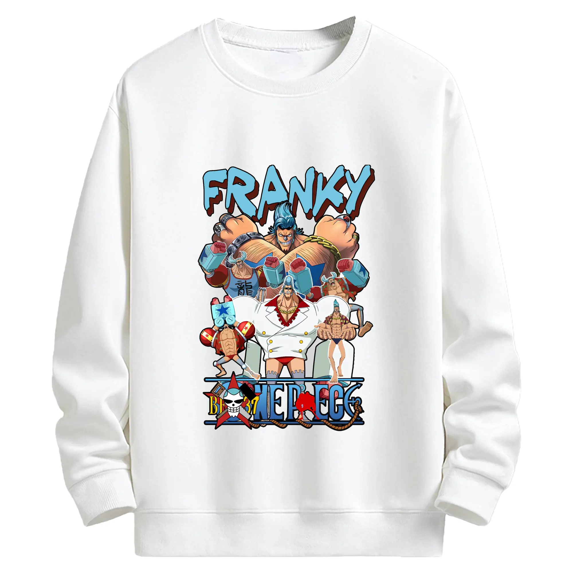 ワンピース グッズ フランキー - キッズ クルーネックスウェットシャツ ・ フロントプリント ・ 綿80％ ポリエステル20％ ・ 快適 通学 スポーツ 日常使い お散歩用