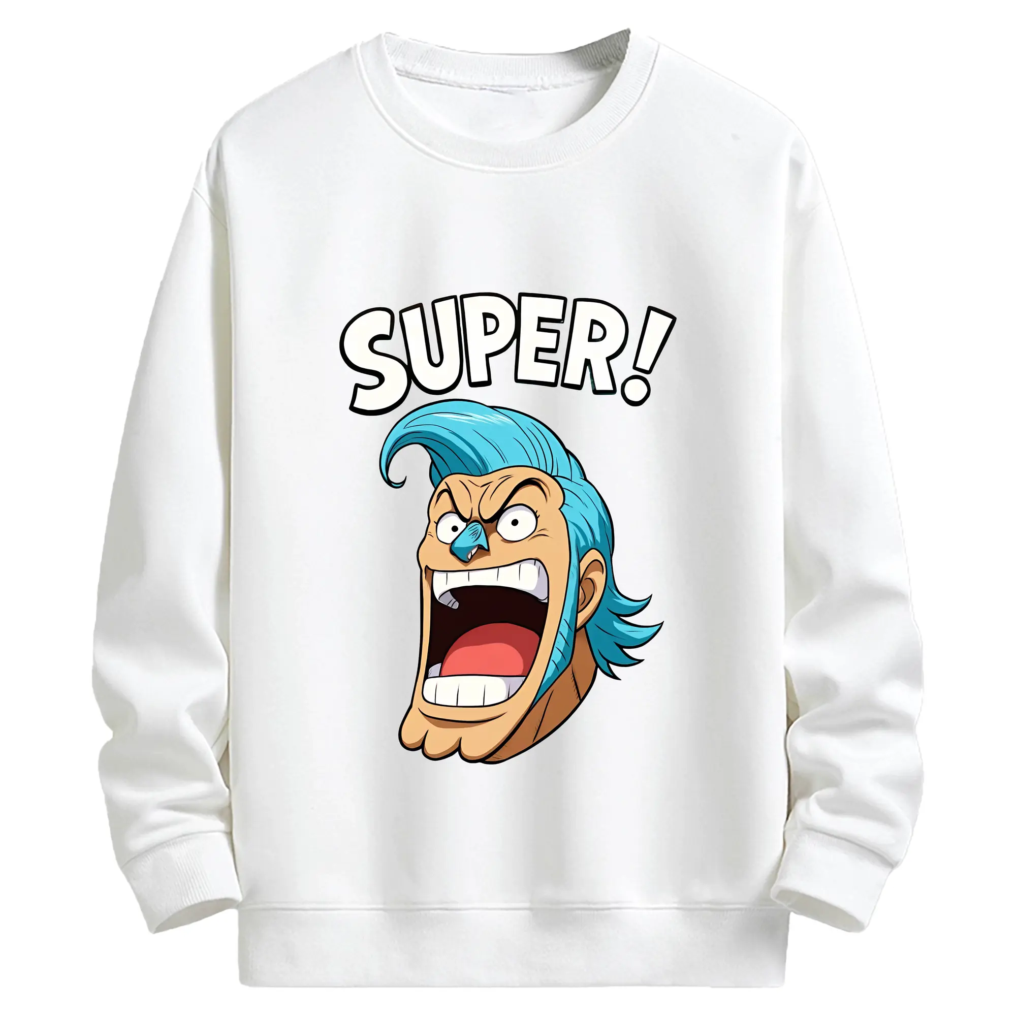 ワンピース グッズ フランキー - キッズ クルーネックスウェットシャツ ・ フロントプリント ・ 綿80％ ポリエステル20％ ・ 快適 通学 スポーツ 日常使い お散歩用