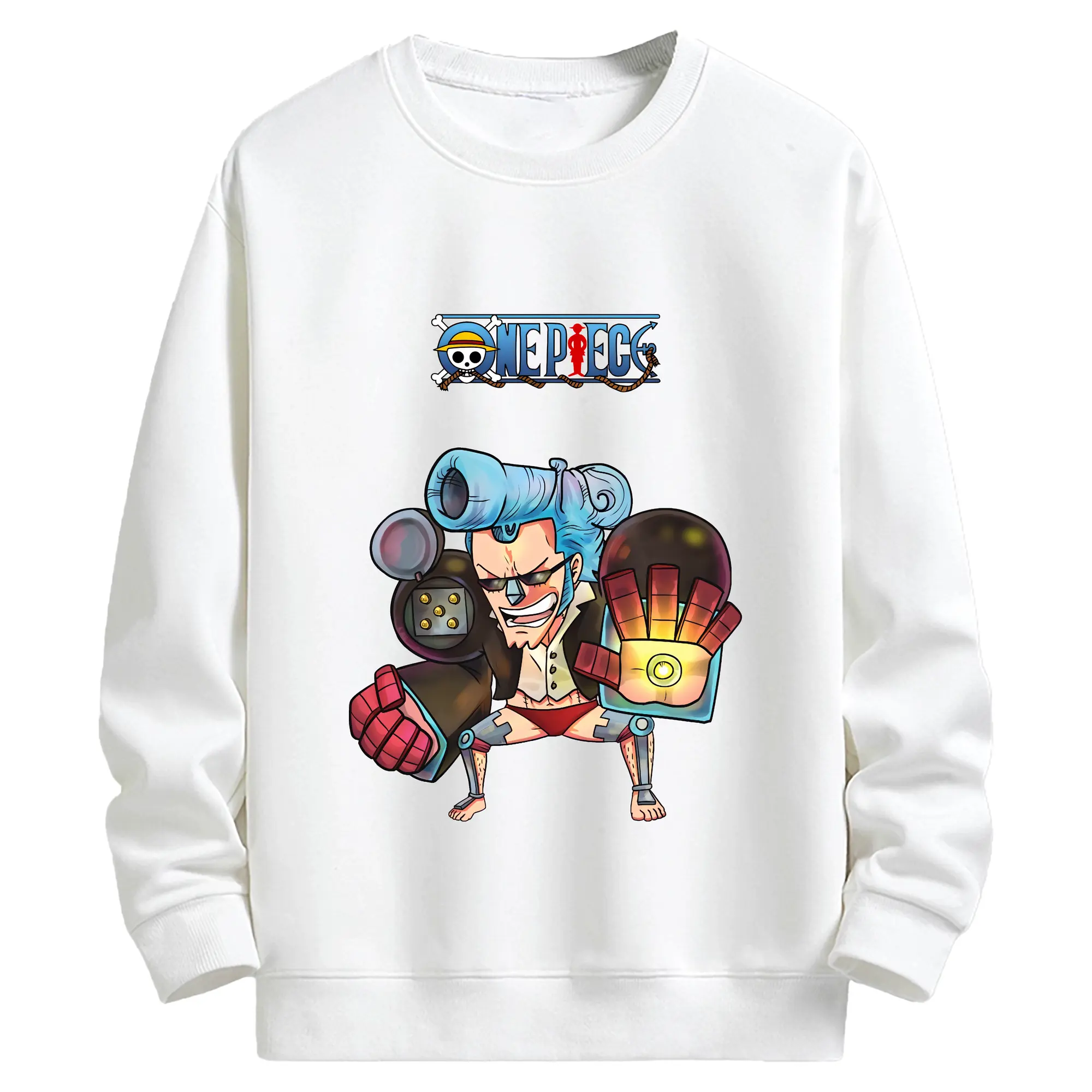 ワンピース グッズ フランキー - キッズ クルーネックスウェットシャツ ・ フロントプリント ・ 綿80％ ポリエステル20％ ・ 快適 通学 スポーツ 日常使い お散歩用