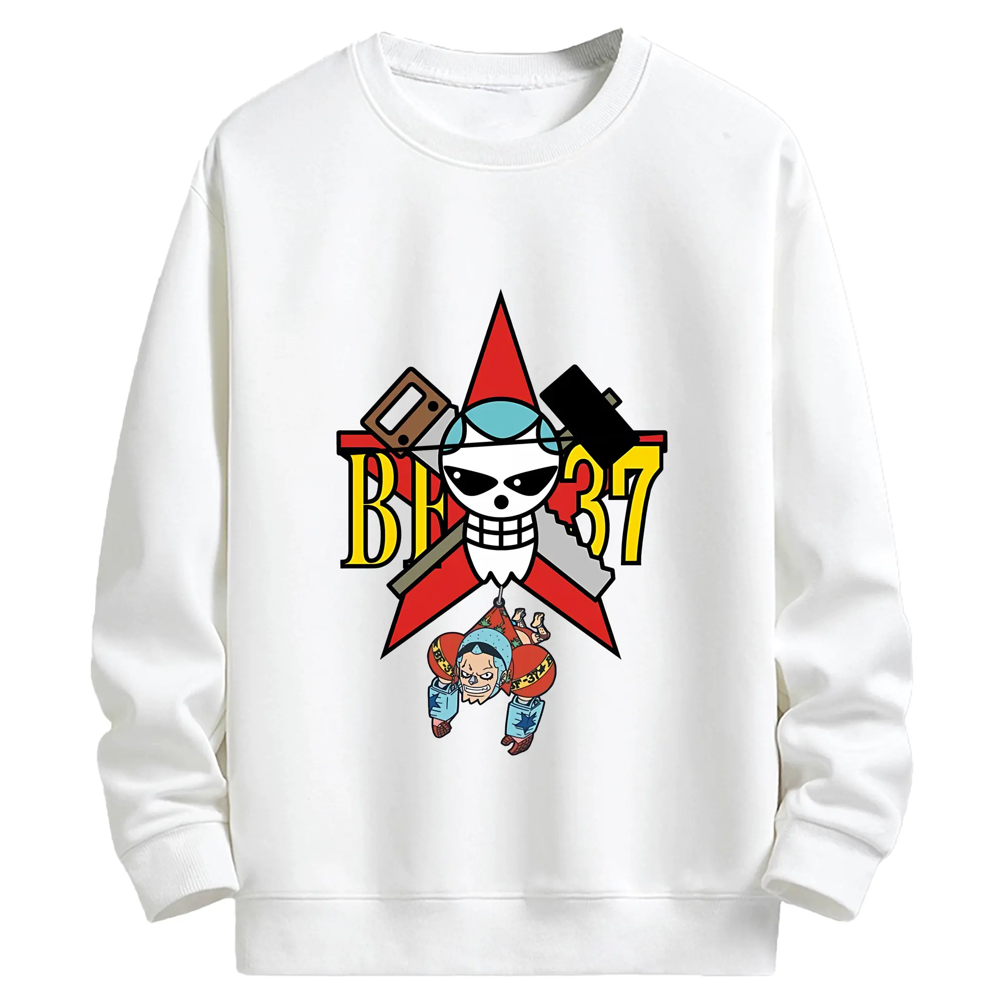 ワンピース グッズ フランキー - キッズ クルーネックスウェットシャツ ・ フロントプリント ・ 綿80％ ポリエステル20％ ・ 快適 通学 スポーツ 日常使い お散歩用