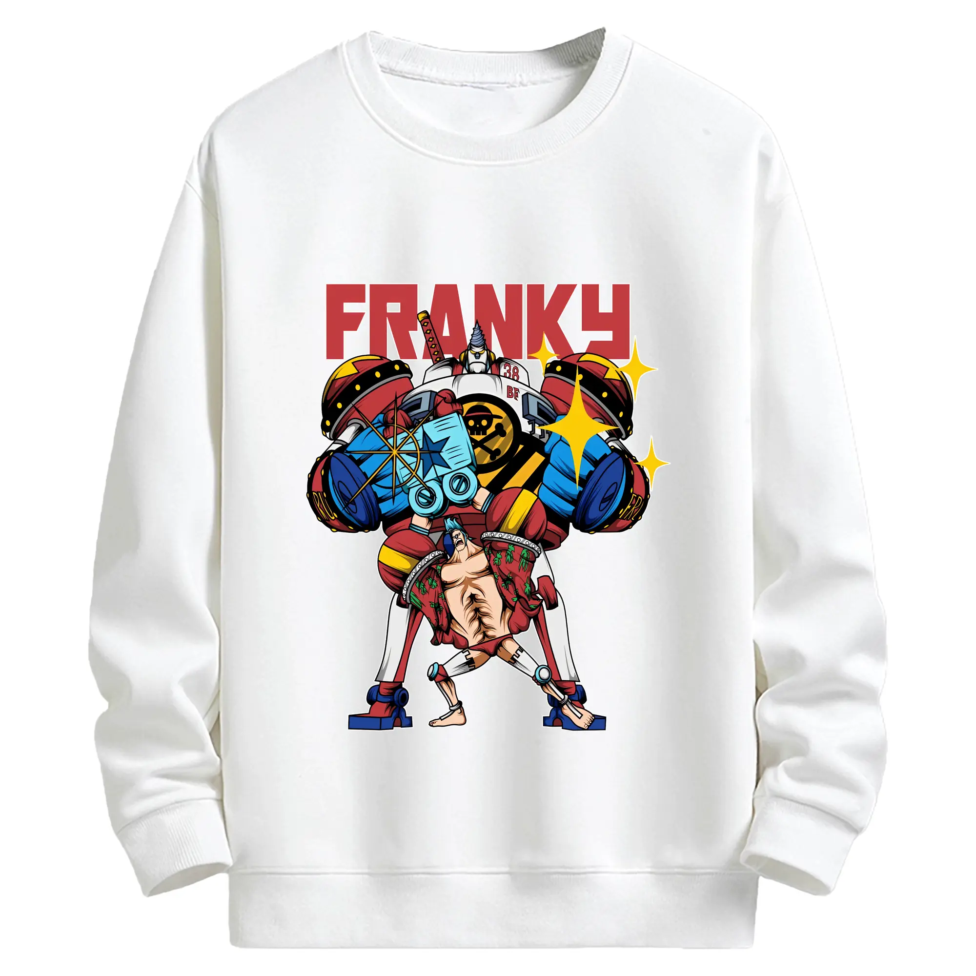 ワンピース グッズ フランキー - キッズ クルーネックスウェットシャツ ・ フロントプリント ・ 綿80％ ポリエステル20％ ・ 快適 通学 スポーツ 日常使い お散歩用