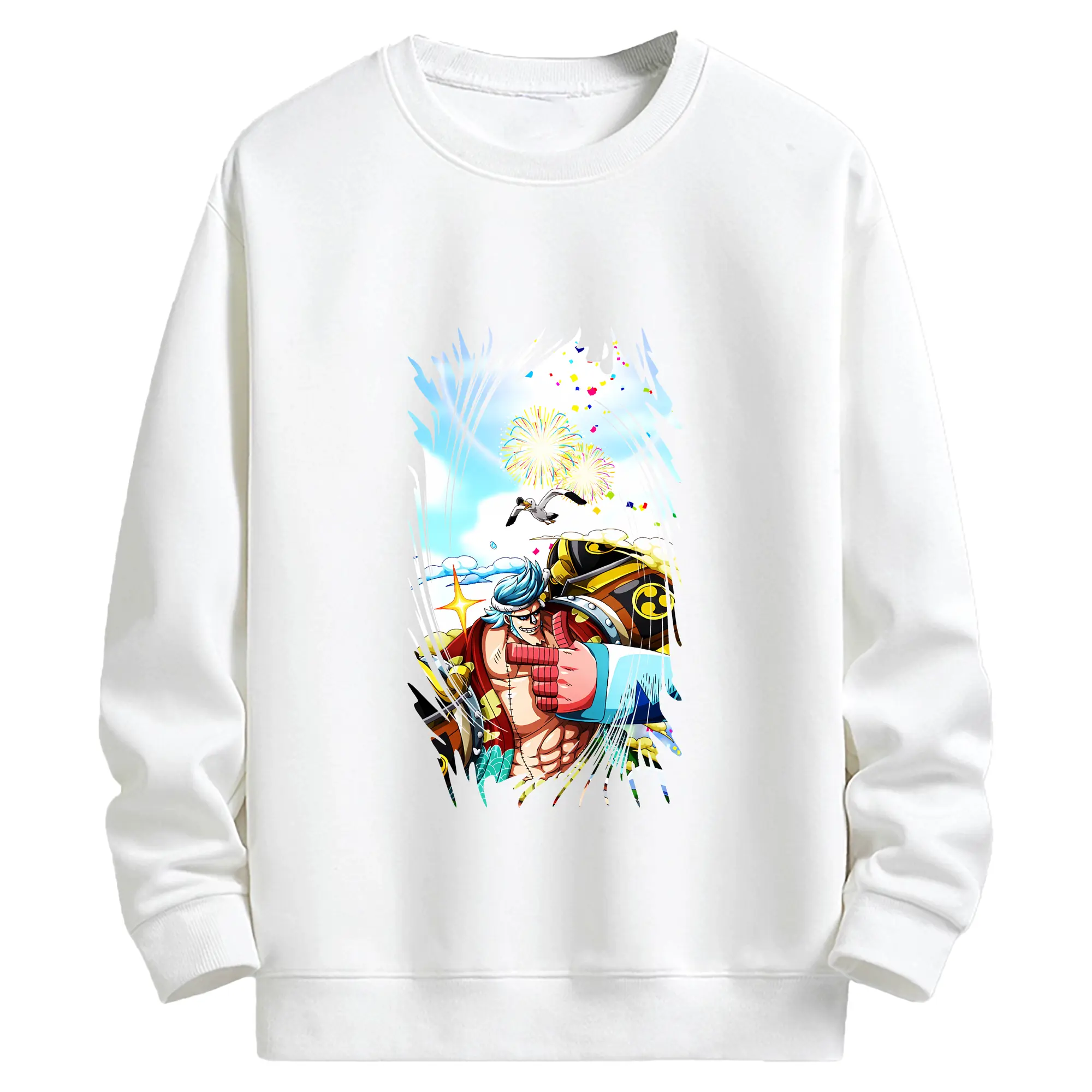 ワンピース グッズ フランキー - キッズ クルーネックスウェットシャツ ・ フロントプリント ・ 綿80％ ポリエステル20％ ・ 快適 通学 スポーツ 日常使い お散歩用