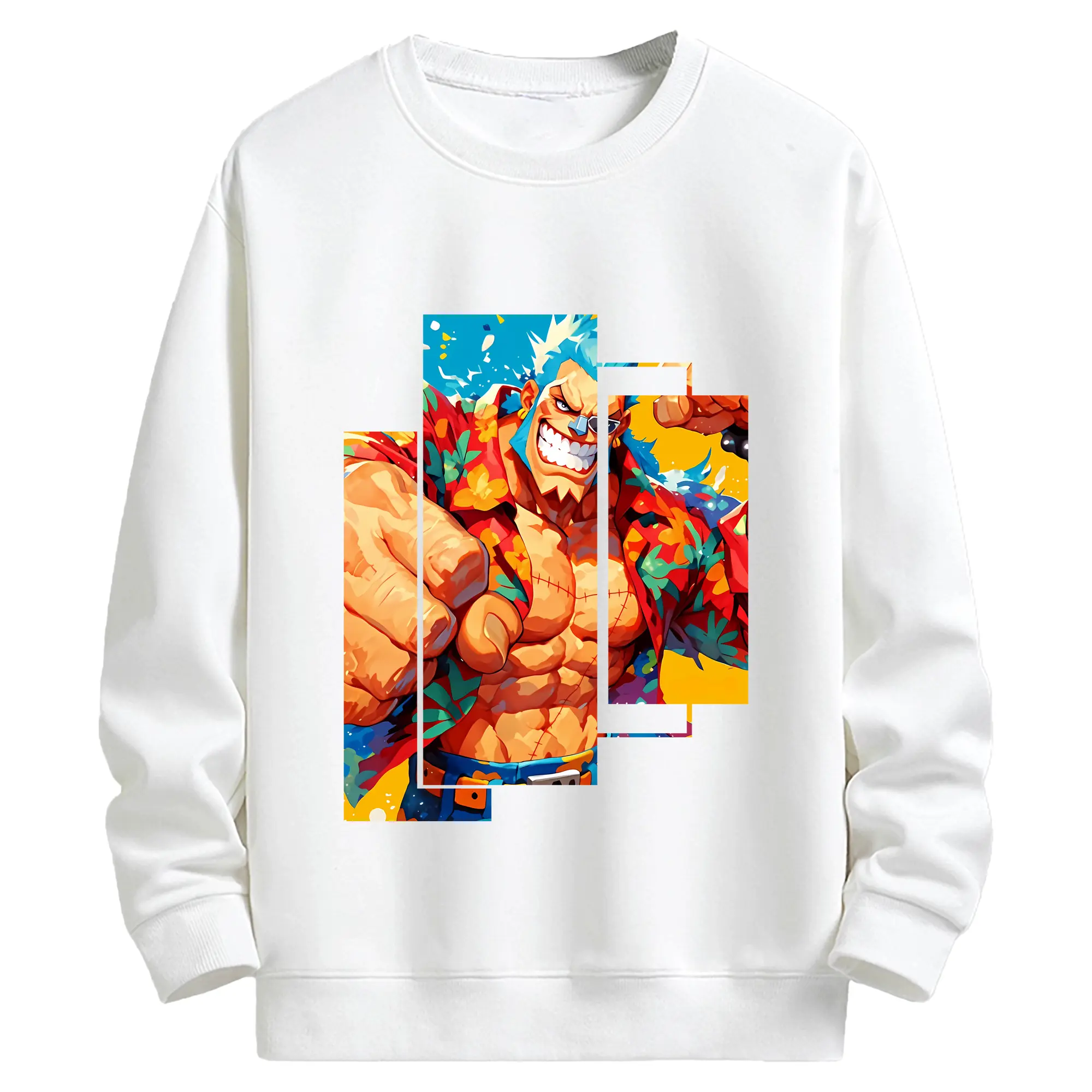 ワンピース グッズ フランキー - キッズ クルーネックスウェットシャツ ・ フロントプリント ・ 綿80％ ポリエステル20％ ・ 快適 通学 スポーツ 日常使い お散歩用