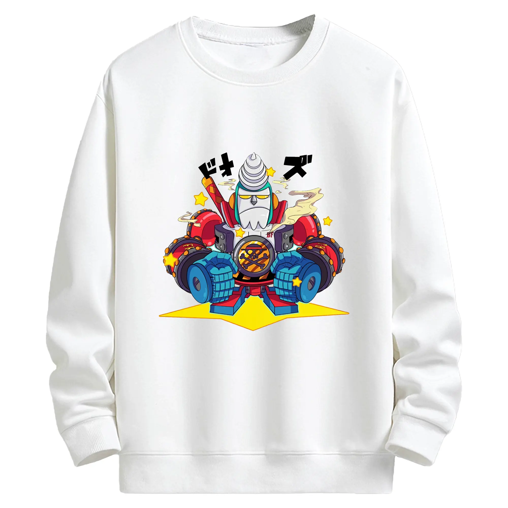 ワンピース グッズ フランキー - キッズ クルーネックスウェットシャツ ・ フロントプリント ・ 綿80％ ポリエステル20％ ・ 快適 通学 スポーツ 日常使い お散歩用