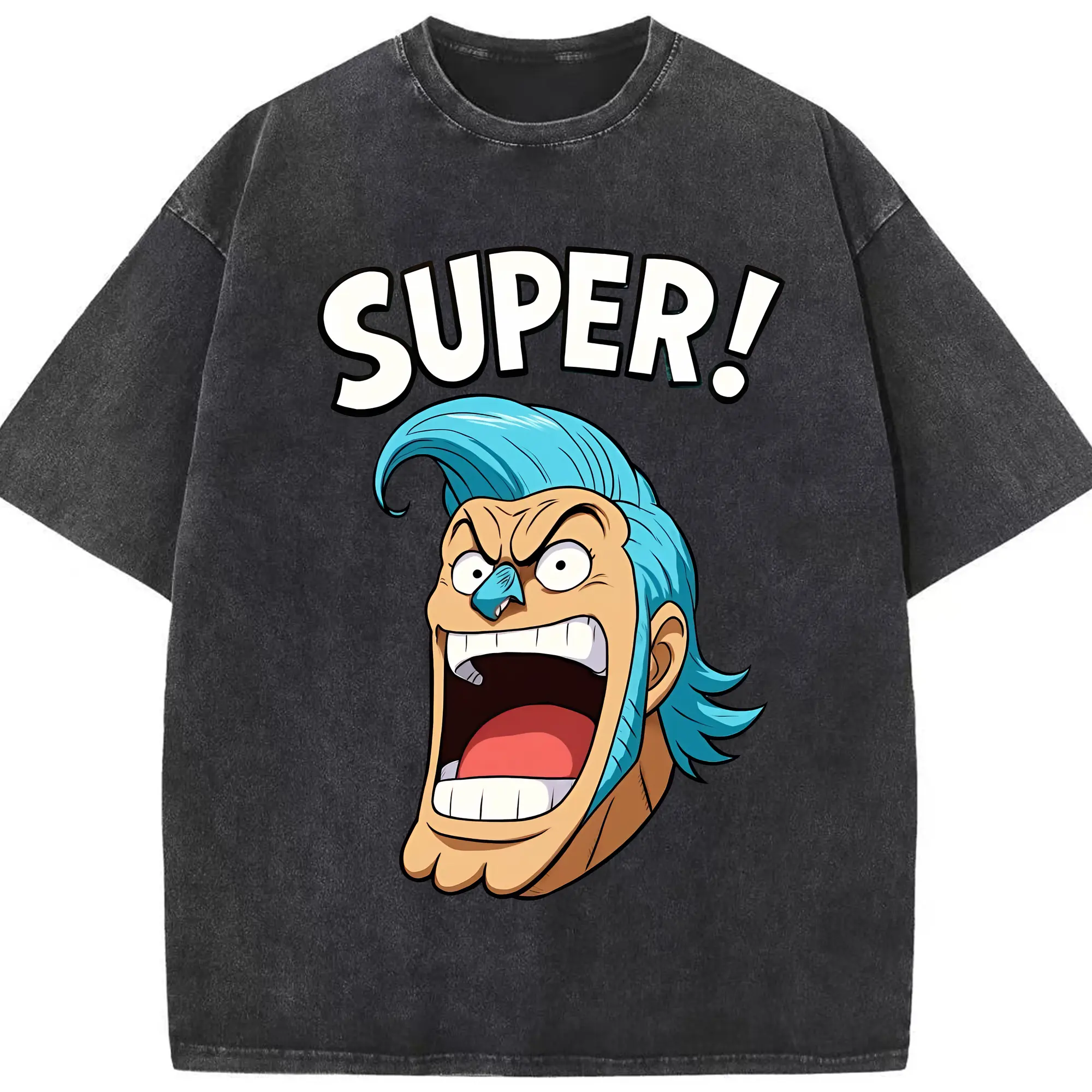 ワンピース グッズ フランキー - 綿100％ ヴィンテージ風 半袖Tシャツ ・ フロントプリント ・ 柔らか肌触り ・ 通気性 快適 ・ スポーツ カジュアル 外出用