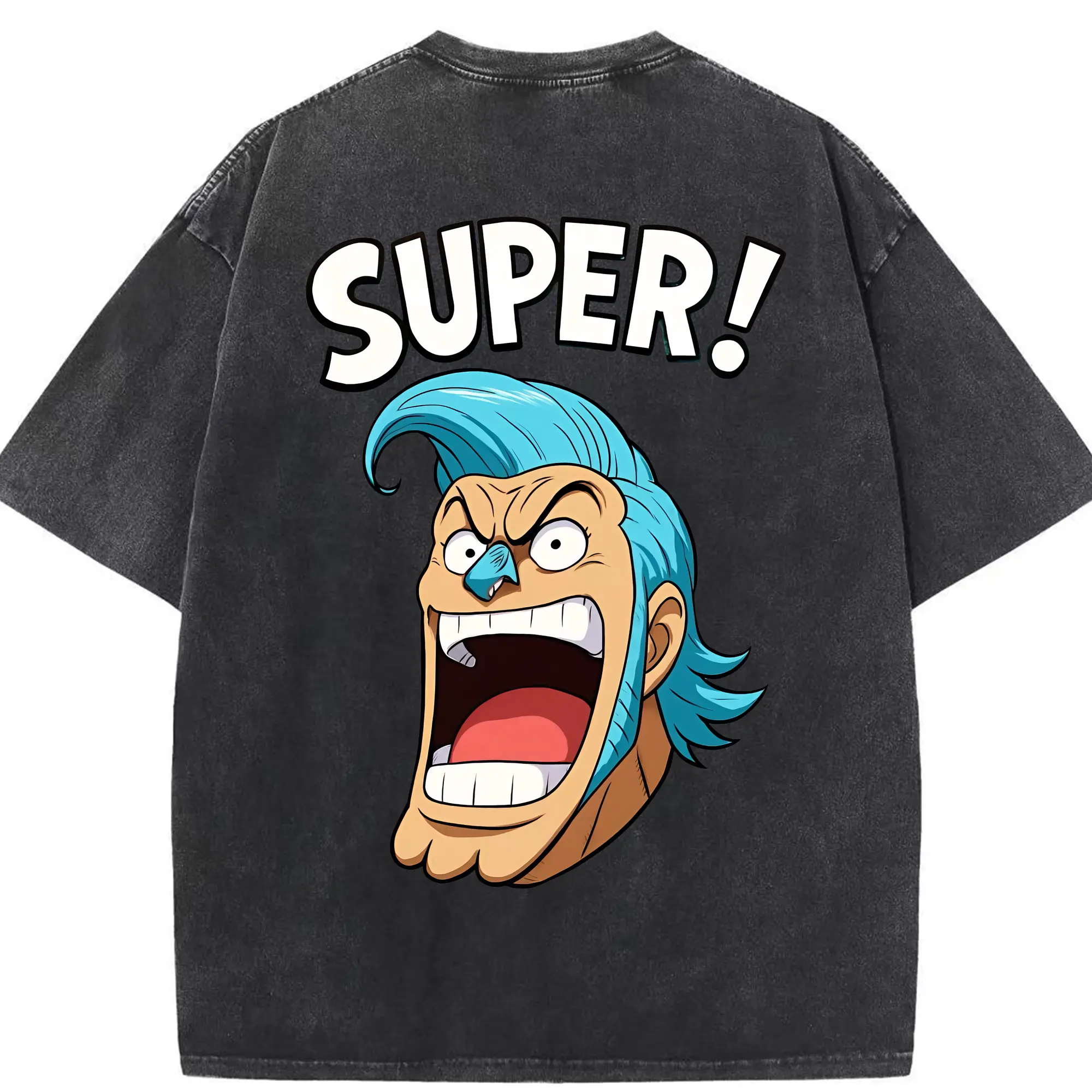 ワンピース グッズ フランキー - 綿100％ ヴィンテージ風 半袖Tシャツ ・ 背面プリント ・ 柔らか肌触り ・ 通気性 快適 ・ スポーツ カジュアル 外出用