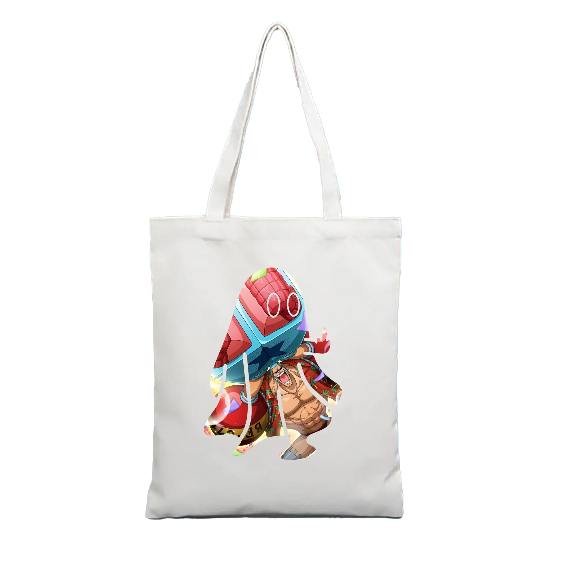 ワンピース グッズ フランキー - 縦型キャンバス手提げバッグ（トートバッグ） ・ キャンバス素材 ・ ショッピング用 ・ 軽量 丈夫 お手入れ簡単