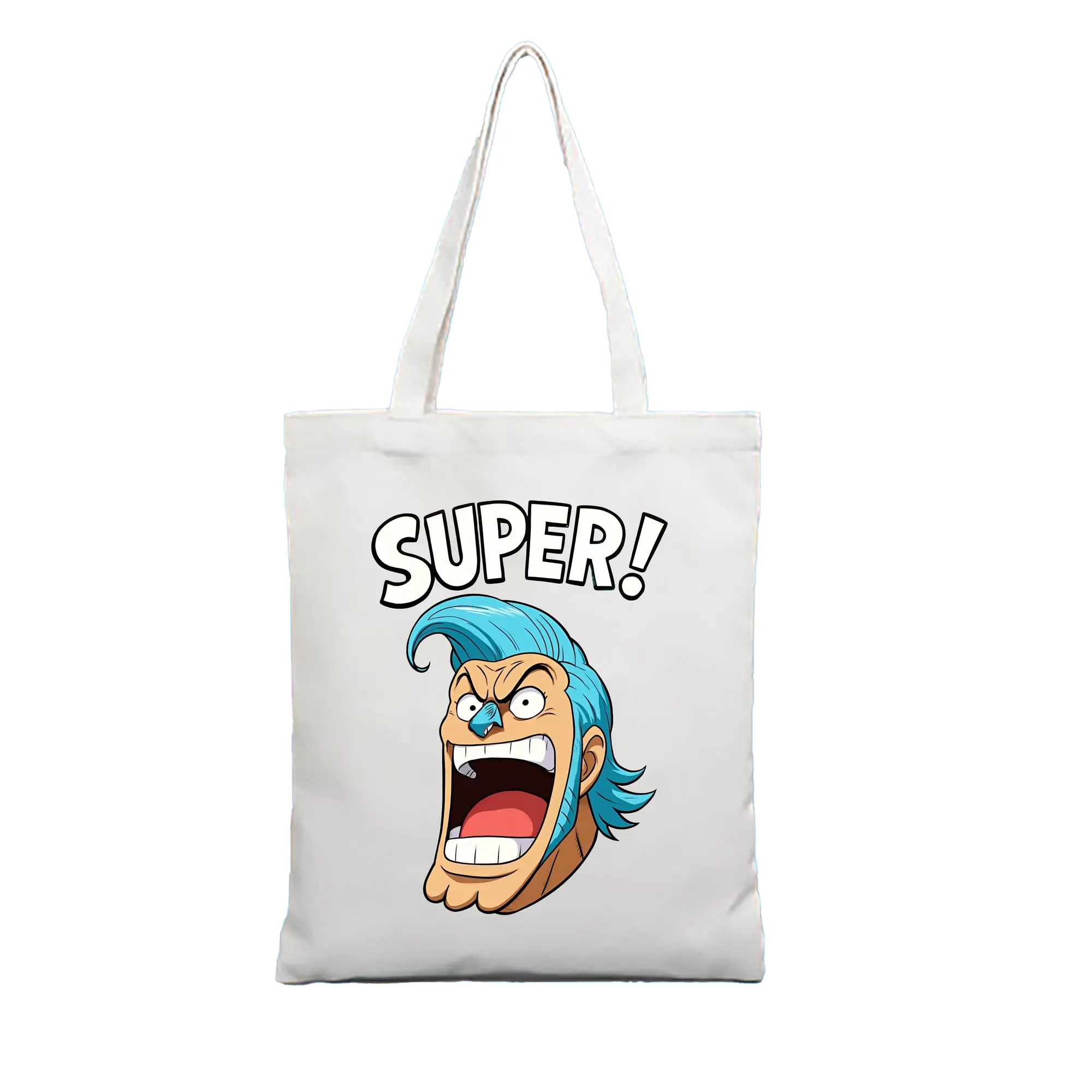 ワンピース グッズ フランキー - 縦型キャンバス手提げバッグ（トートバッグ） ・ キャンバス素材 ・ ショッピング用 ・ 軽量 丈夫 お手入れ簡単