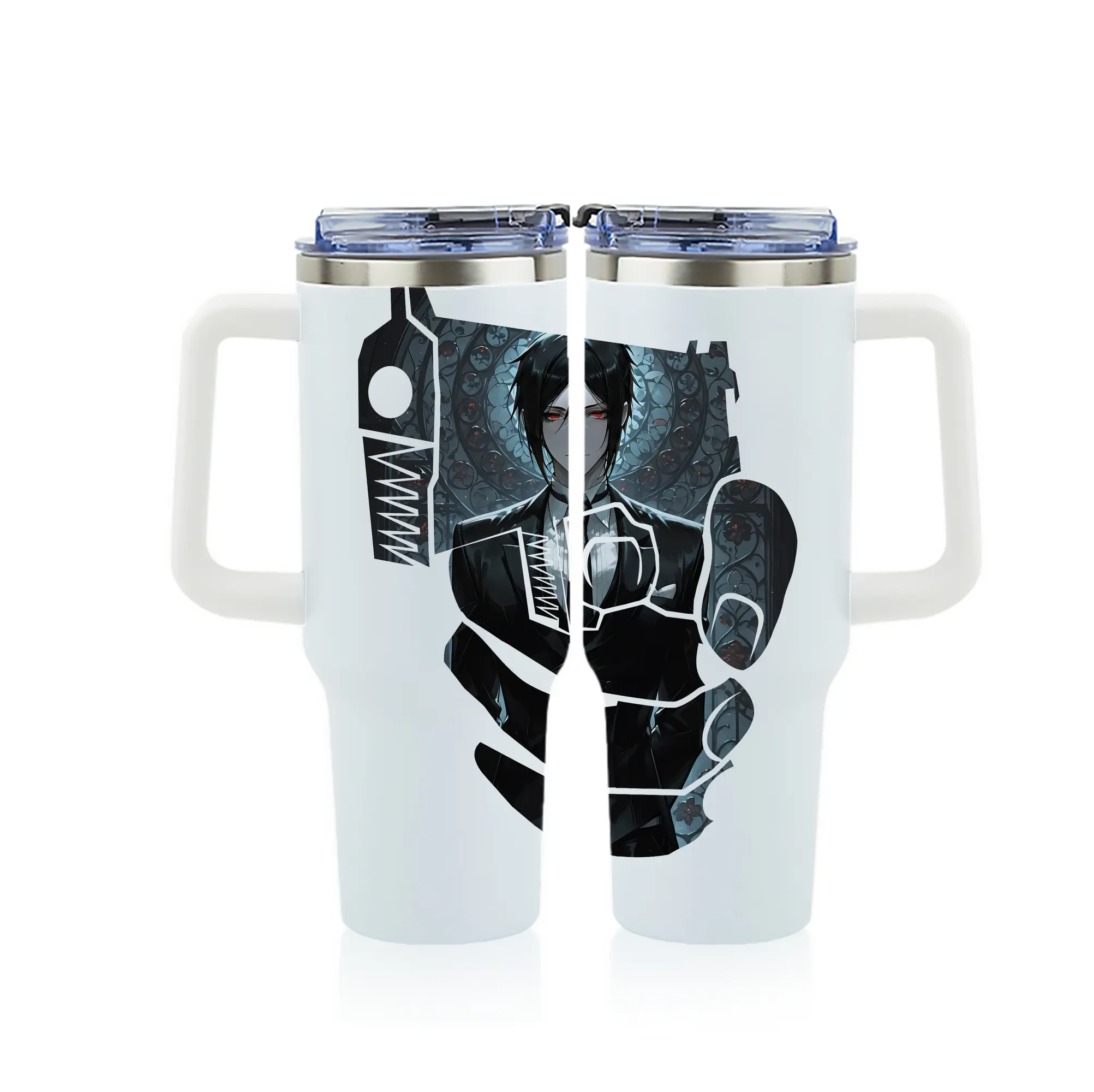 黒執事 グッズ,セバスチャン・ミカエリス - 1200mL フルプリント車用タンブラー ・ 304ステンレス 内側 ・ 201ステンレス 外側 ・ 保温 保冷 ・ 通勤 ドライブ アウトドア用