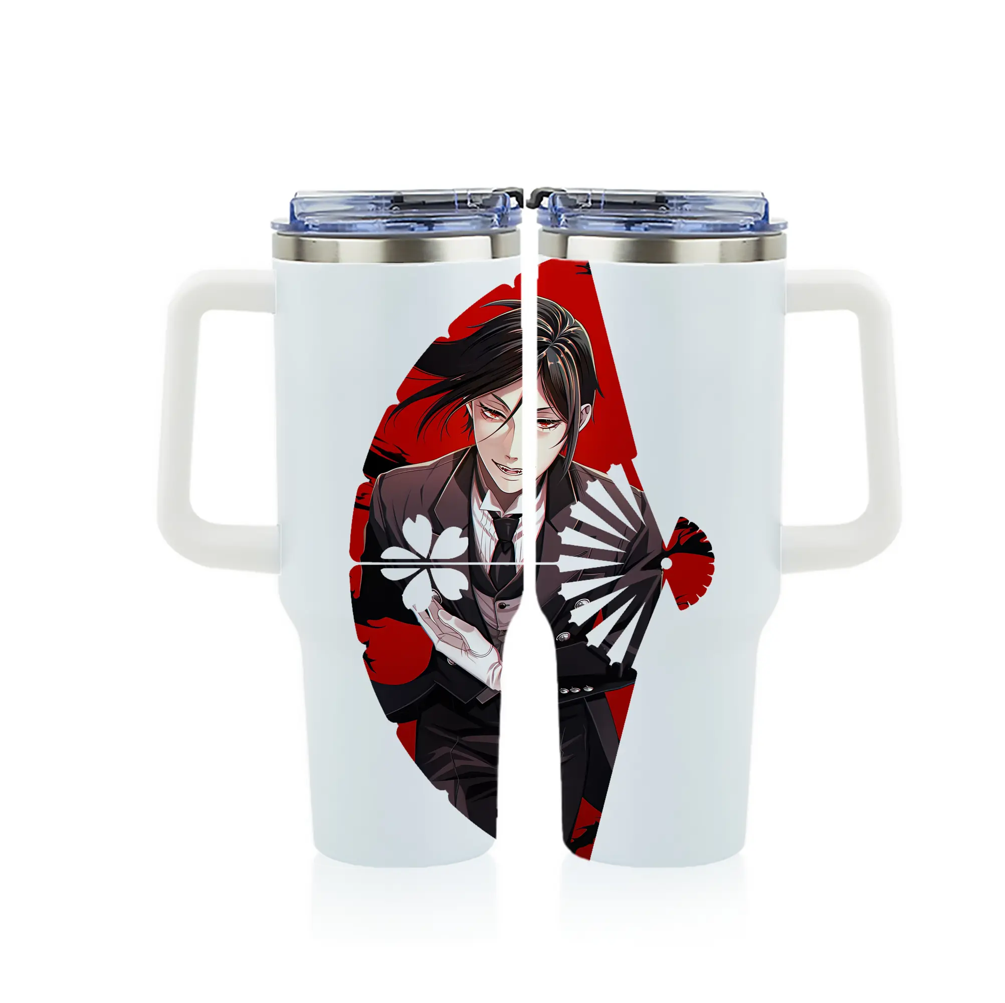 黒執事 グッズ,セバスチャン・ミカエリス - 1200mL フルプリント車用タンブラー ・ 304ステンレス 内側 ・ 201ステンレス 外側 ・ 保温 保冷 ・ 通勤 ドライブ アウトドア用