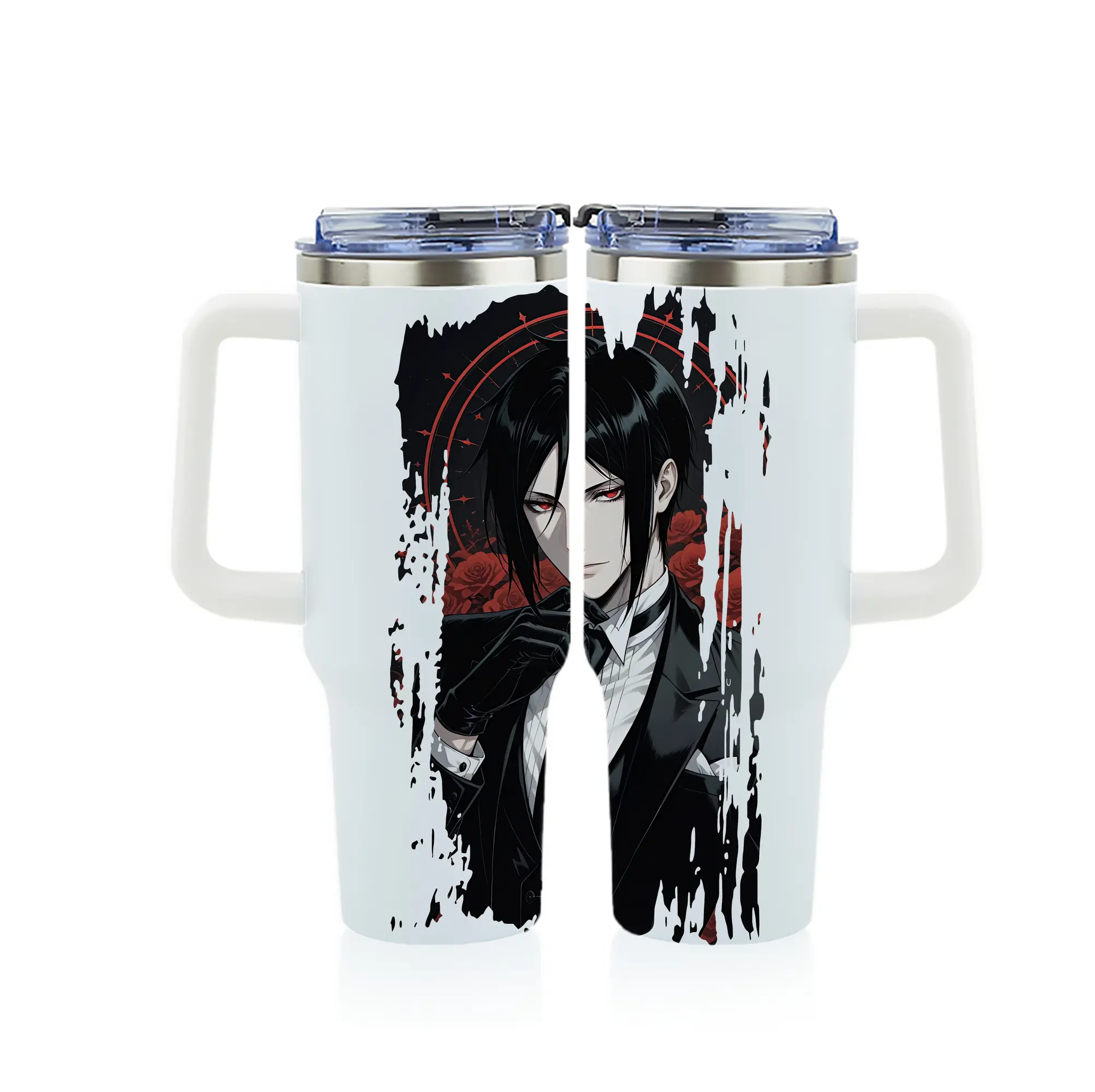 黒執事 グッズ,セバスチャン・ミカエリス - 1200mL フルプリント車用タンブラー ・ 304ステンレス 内側 ・ 201ステンレス 外側 ・ 保温 保冷 ・ 通勤 ドライブ アウトドア用