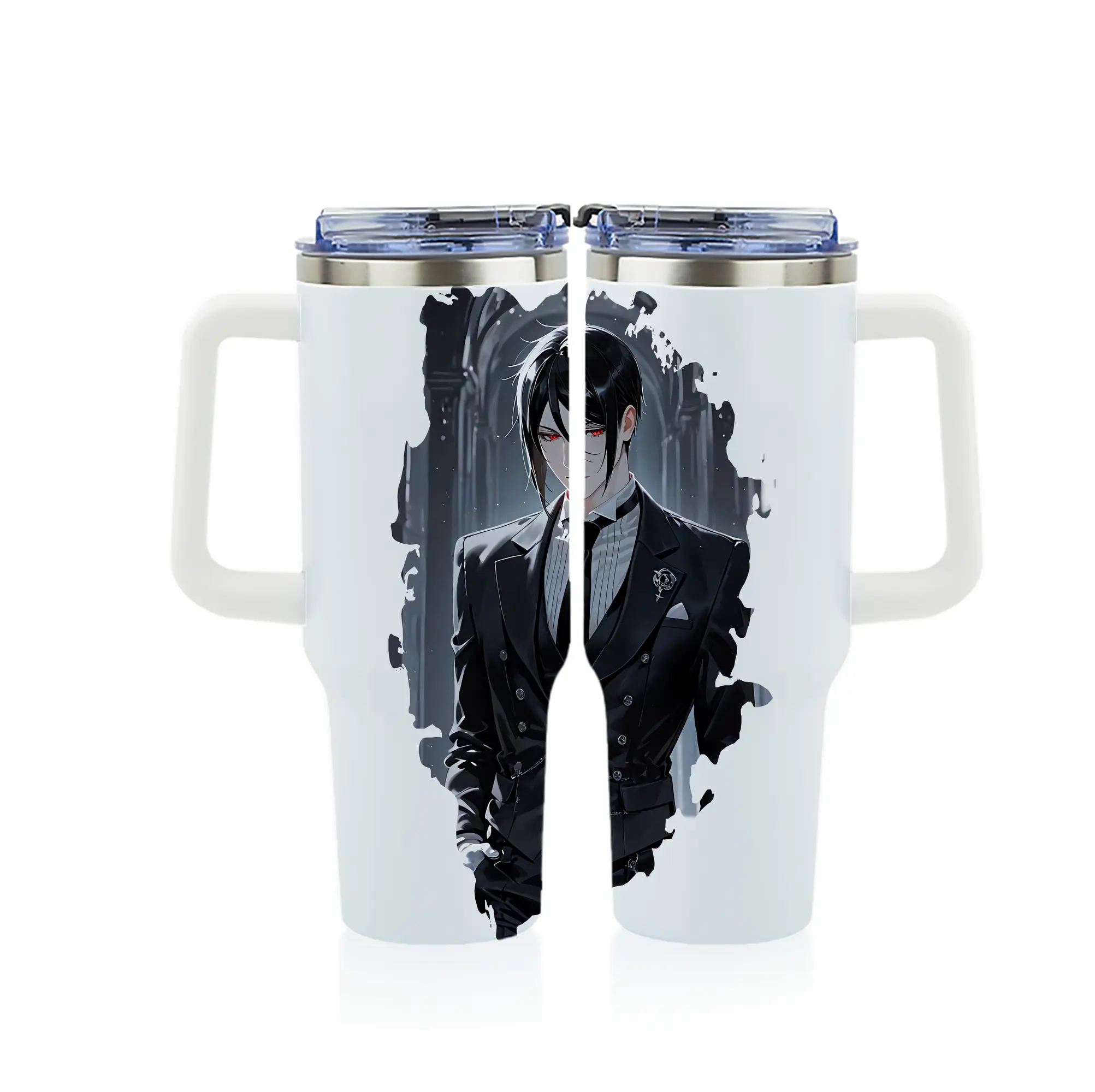 黒執事 グッズ,セバスチャン・ミカエリス - 1200mL フルプリント車用タンブラー ・ 304ステンレス 内側 ・ 201ステンレス 外側 ・ 保温 保冷 ・ 通勤 ドライブ アウトドア用