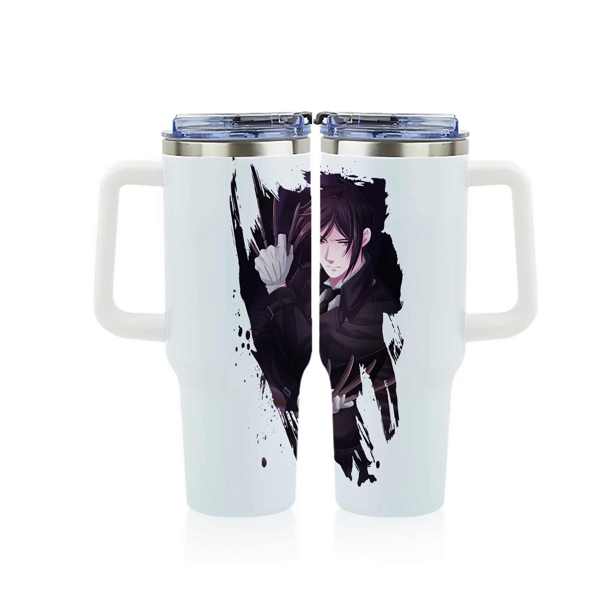 黒執事 グッズ,セバスチャン・ミカエリス - 1200mL フルプリント車用タンブラー ・ 304ステンレス 内側 ・ 201ステンレス 外側 ・ 保温 保冷 ・ 通勤 ドライブ アウトドア用