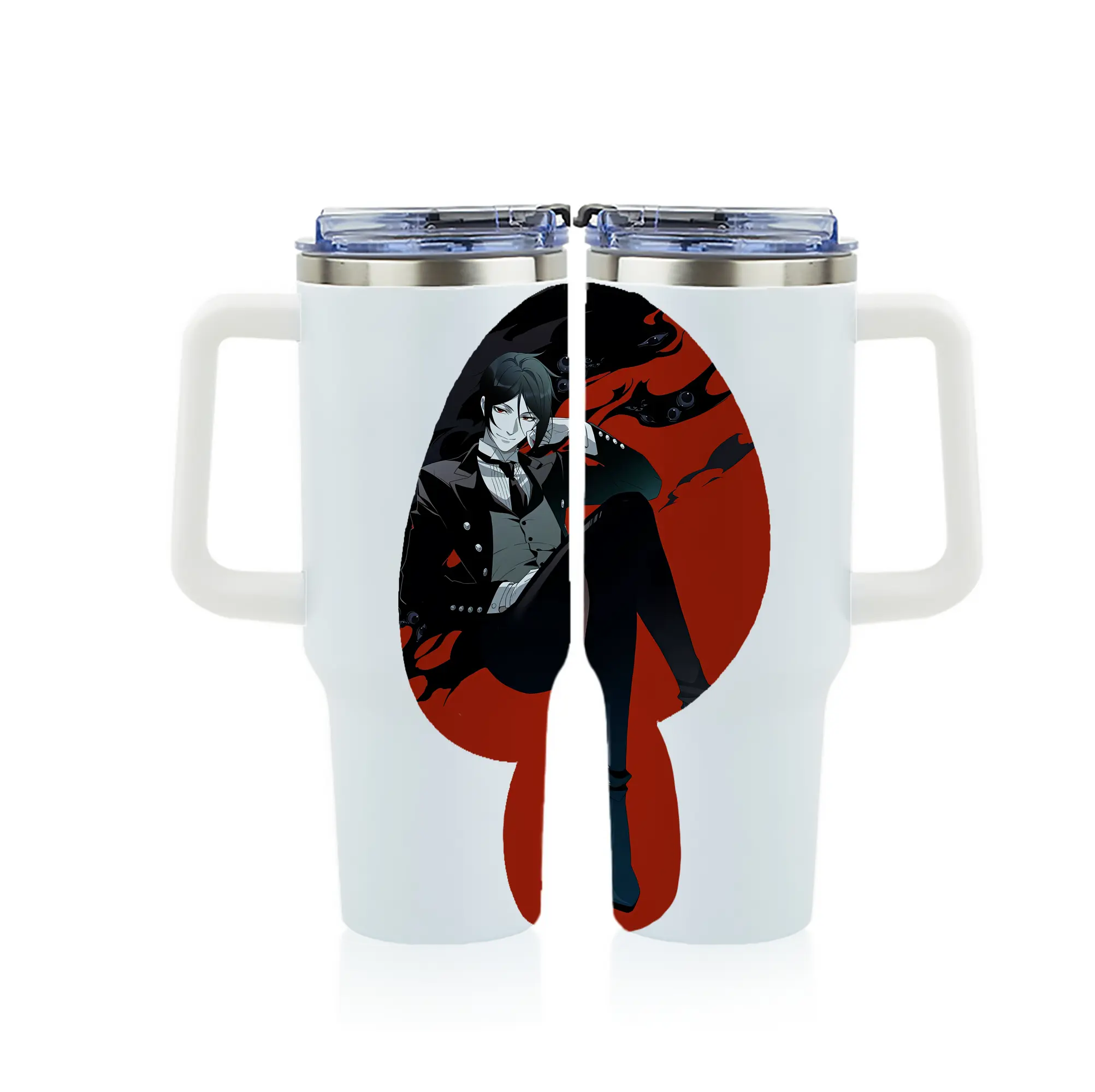 黒執事 グッズ,セバスチャン・ミカエリス - 1200mL フルプリント車用タンブラー ・ 304ステンレス 内側 ・ 201ステンレス 外側 ・ 保温 保冷 ・ 通勤 ドライブ アウトドア用