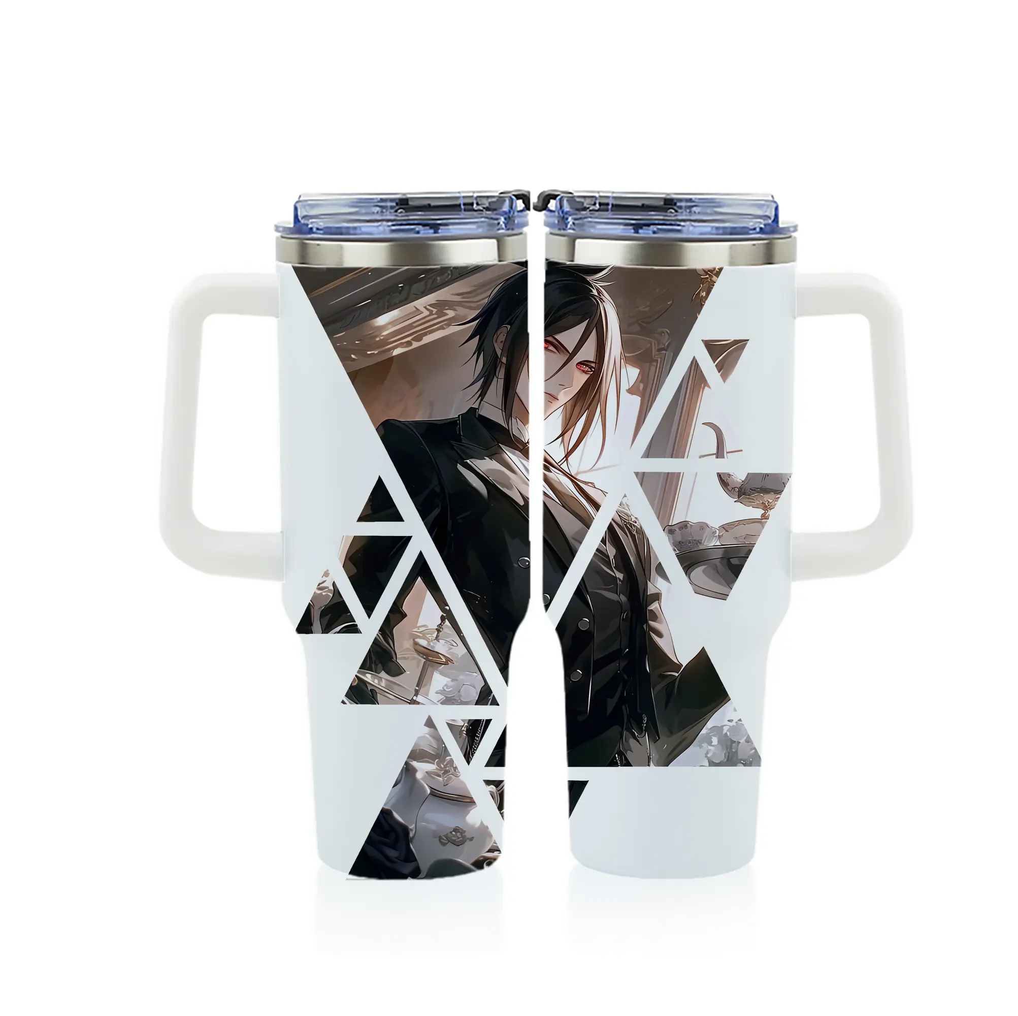 黒執事 グッズ,セバスチャン・ミカエリス - 1200mL フルプリント車用タンブラー ・ 304ステンレス 内側 ・ 201ステンレス 外側 ・ 保温 保冷 ・ 通勤 ドライブ アウトドア用