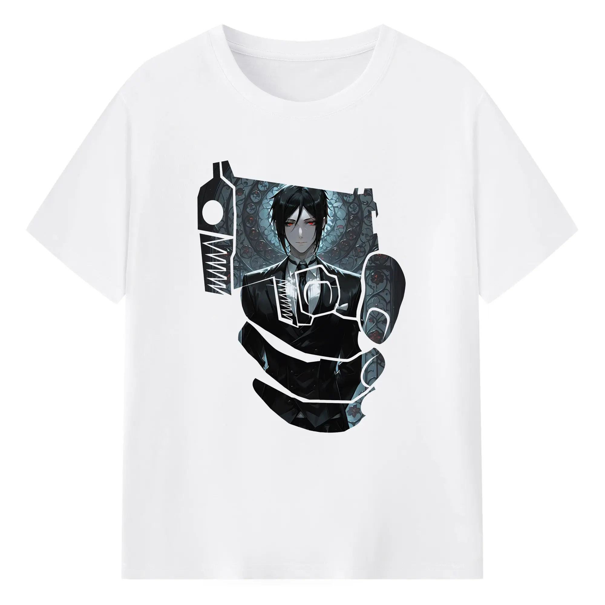 黒執事 グッズ,セバスチャン・ミカエリス - 綿100％ 半袖Tシャツ ・ フロントプリント ・ 快適 通気性 ・ 日常使い 散歩 スポーツ用