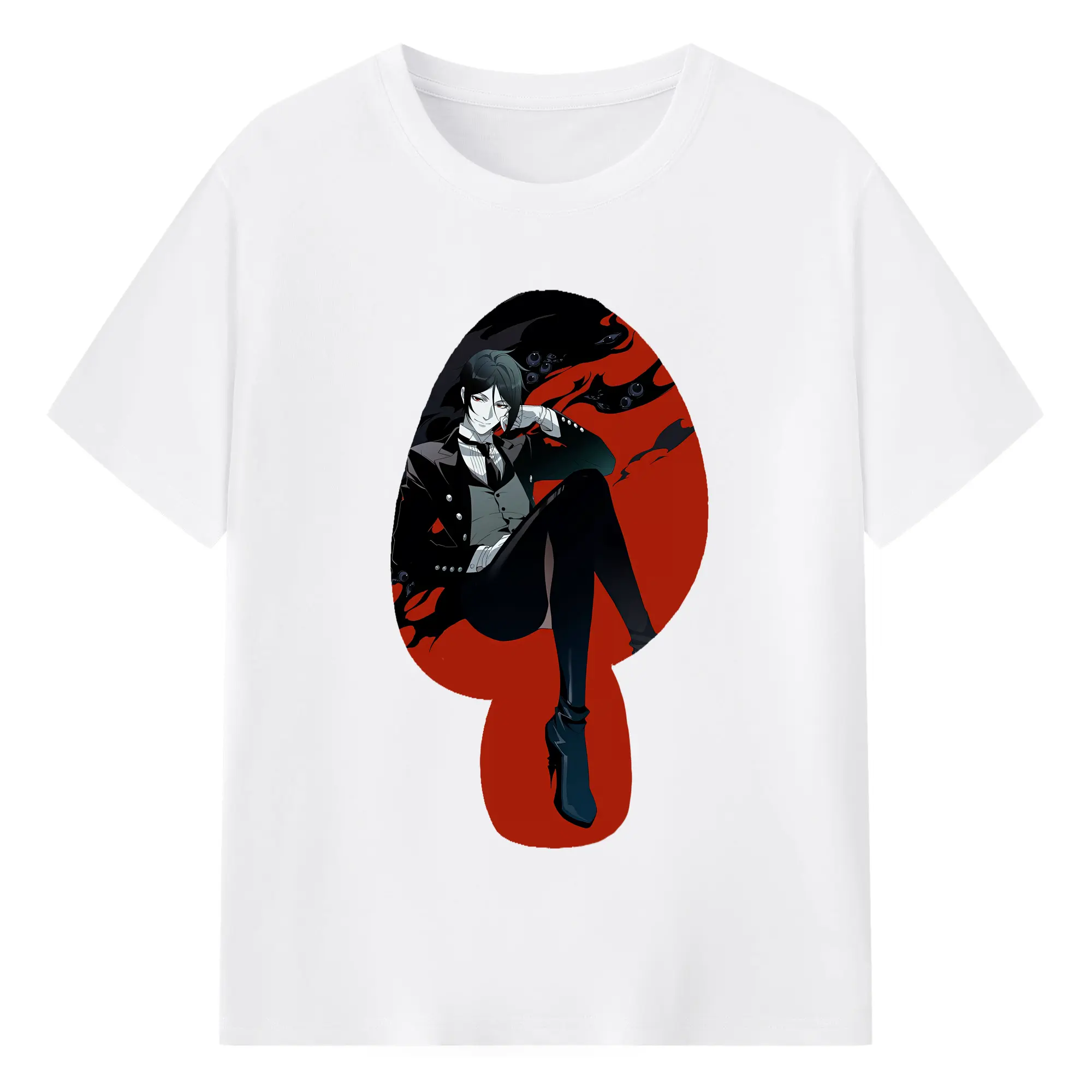 黒執事 グッズ,セバスチャン・ミカエリス - 綿100％ 半袖Tシャツ ・ フロントプリント ・ 快適 通気性 ・ 日常使い 散歩 スポーツ用