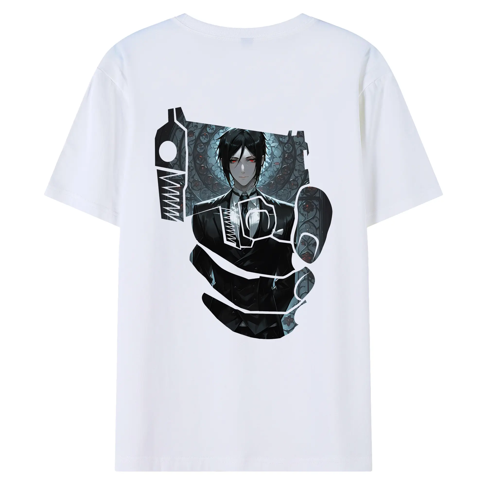 黒執事 グッズ,セバスチャン・ミカエリス - 綿100％ 半袖Tシャツ ・ バックプリント ・ 快適 通気性 ・ 日常使い 散歩 スポーツ用