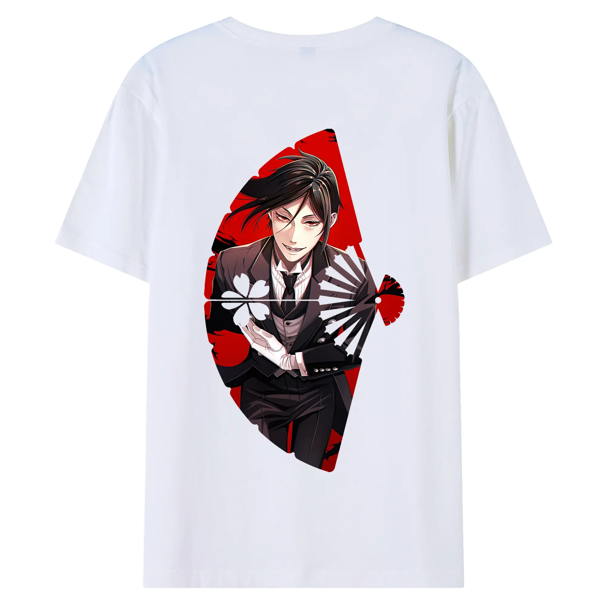 黒執事 グッズ,セバスチャン・ミカエリス - 綿100％ 半袖Tシャツ ・ バックプリント ・ 快適 通気性 ・ 日常使い 散歩 スポーツ用