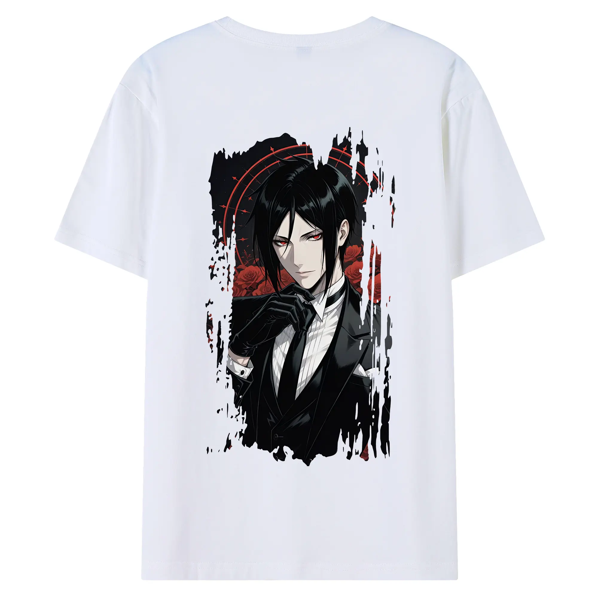 黒執事 グッズ,セバスチャン・ミカエリス - 綿100％ 半袖Tシャツ ・ バックプリント ・ 快適 通気性 ・ 日常使い 散歩 スポーツ用