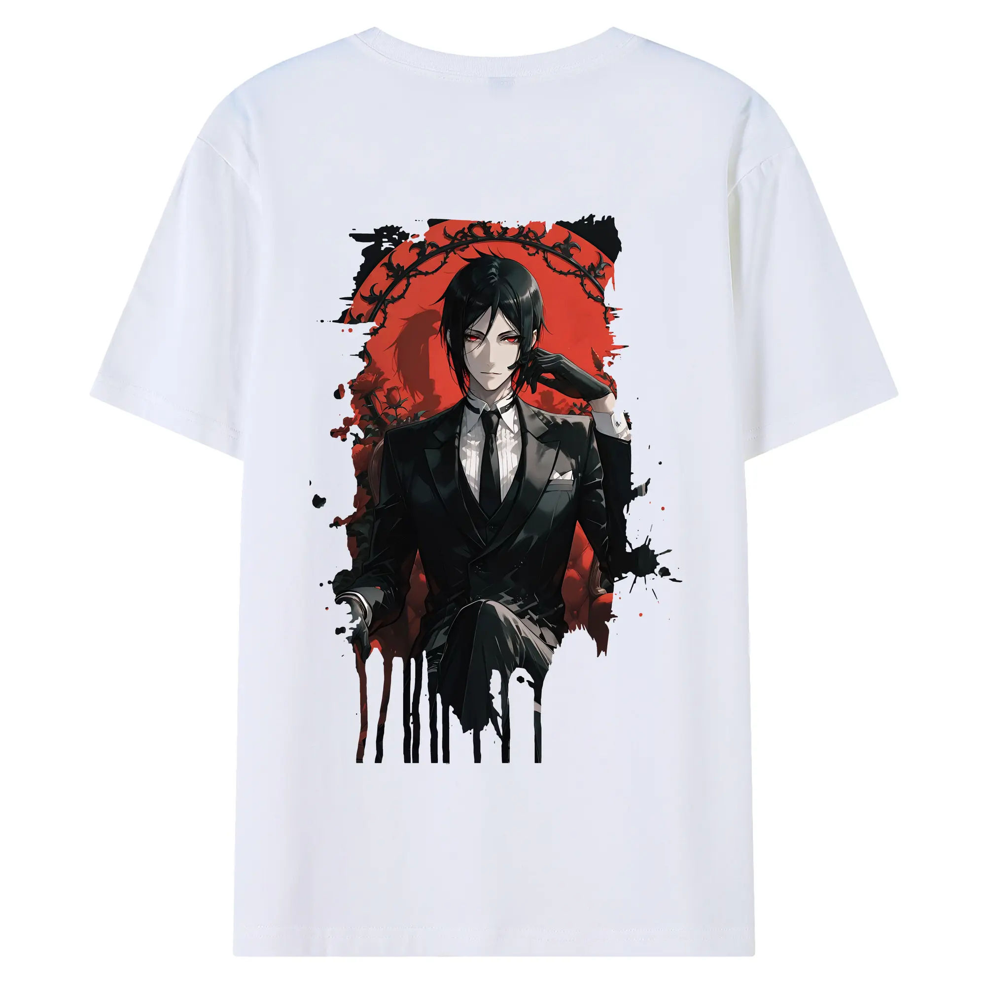 黒執事 グッズ,セバスチャン・ミカエリス - 綿100％ 半袖Tシャツ ・ バックプリント ・ 快適 通気性 ・ 日常使い 散歩 スポーツ用