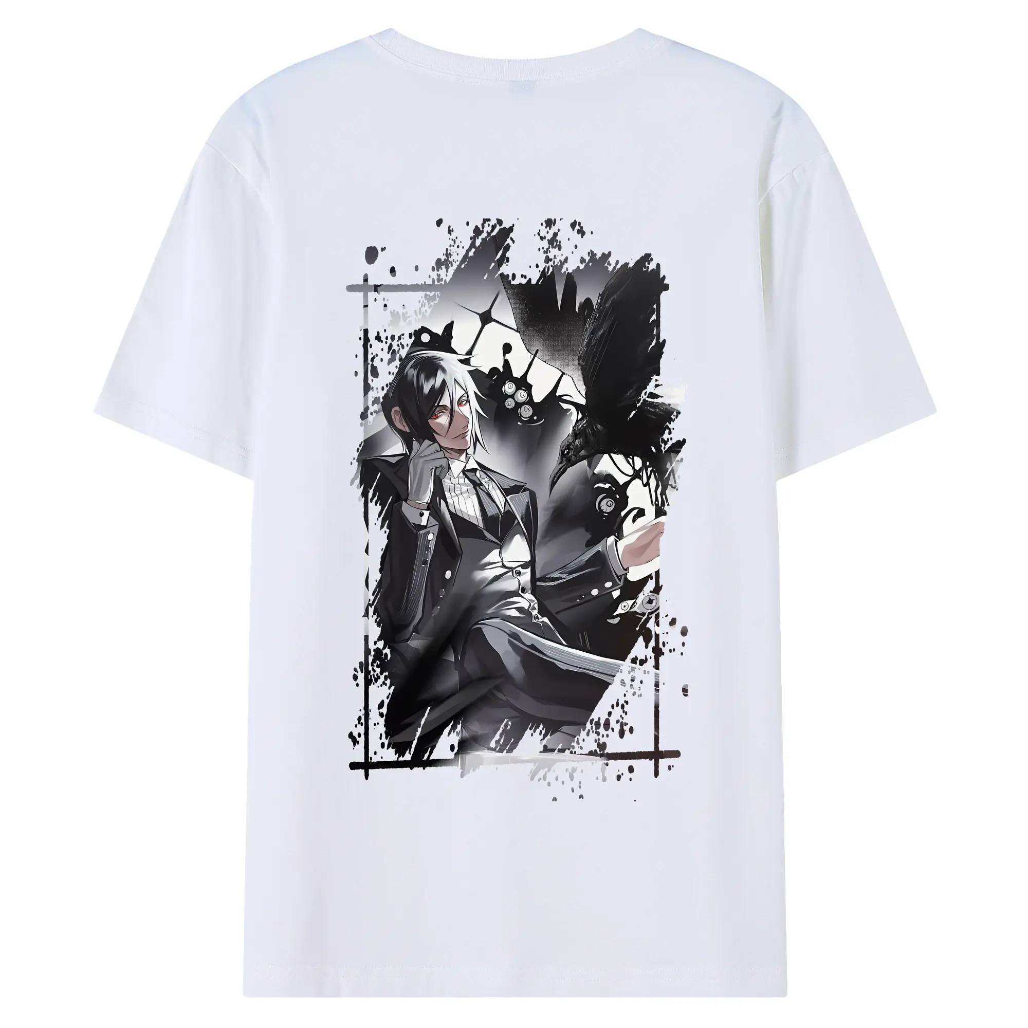 黒執事 グッズ,セバスチャン・ミカエリス - 綿100％ 半袖Tシャツ ・ バックプリント ・ 快適 通気性 ・ 日常使い 散歩 スポーツ用