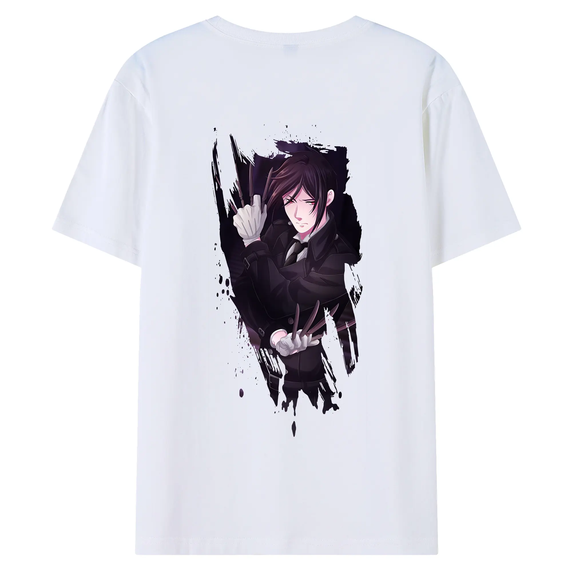 黒執事 グッズ,セバスチャン・ミカエリス - 綿100％ 半袖Tシャツ ・ バックプリント ・ 快適 通気性 ・ 日常使い 散歩 スポーツ用