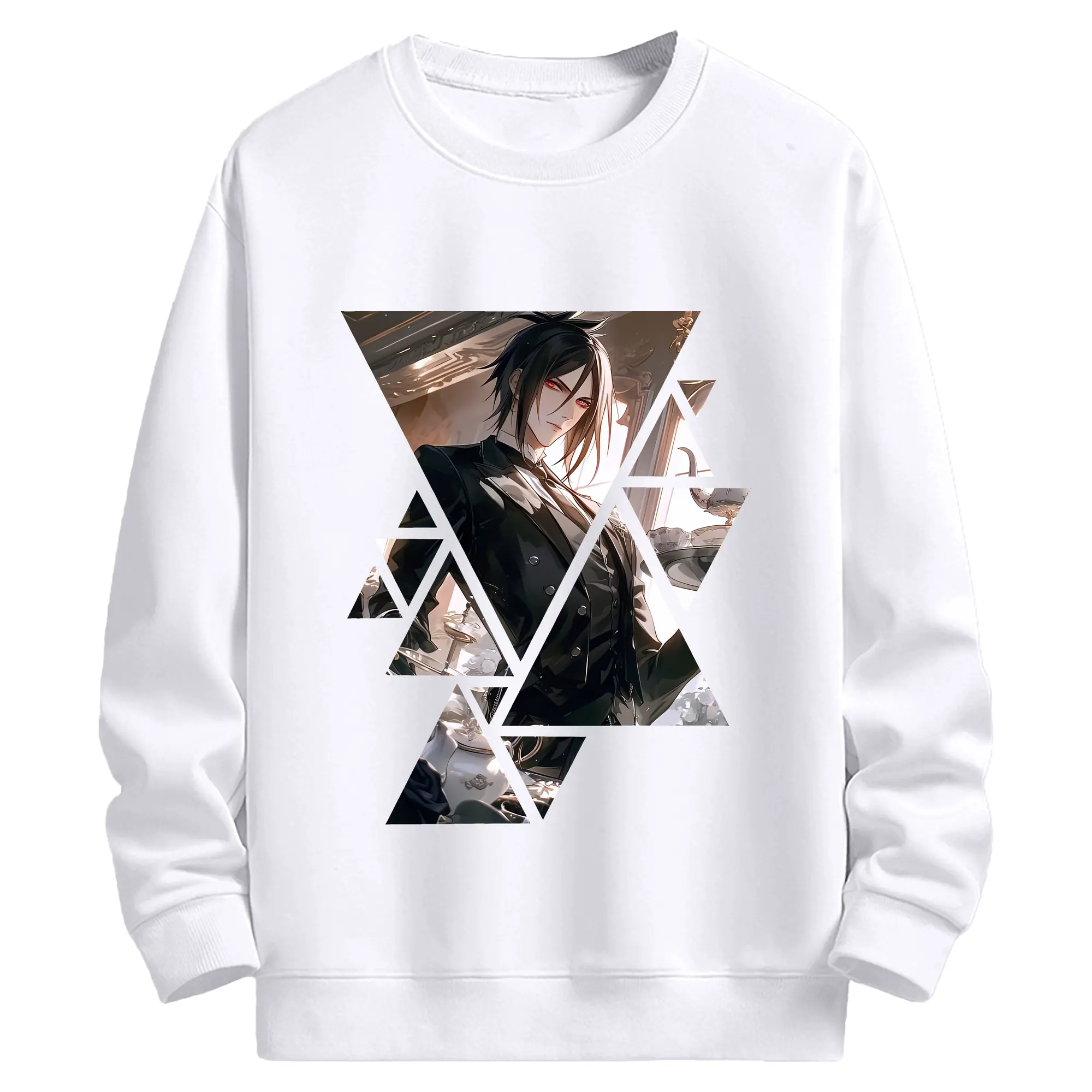 黒執事 グッズ,セバスチャン・ミカエリス - 高品質 クルーネック スウェット ・ コットン59％ ポリエステル41％ ・ ユニセックス 長袖 トレーナー ・ カジュアル デイリー スポーツ 散歩用