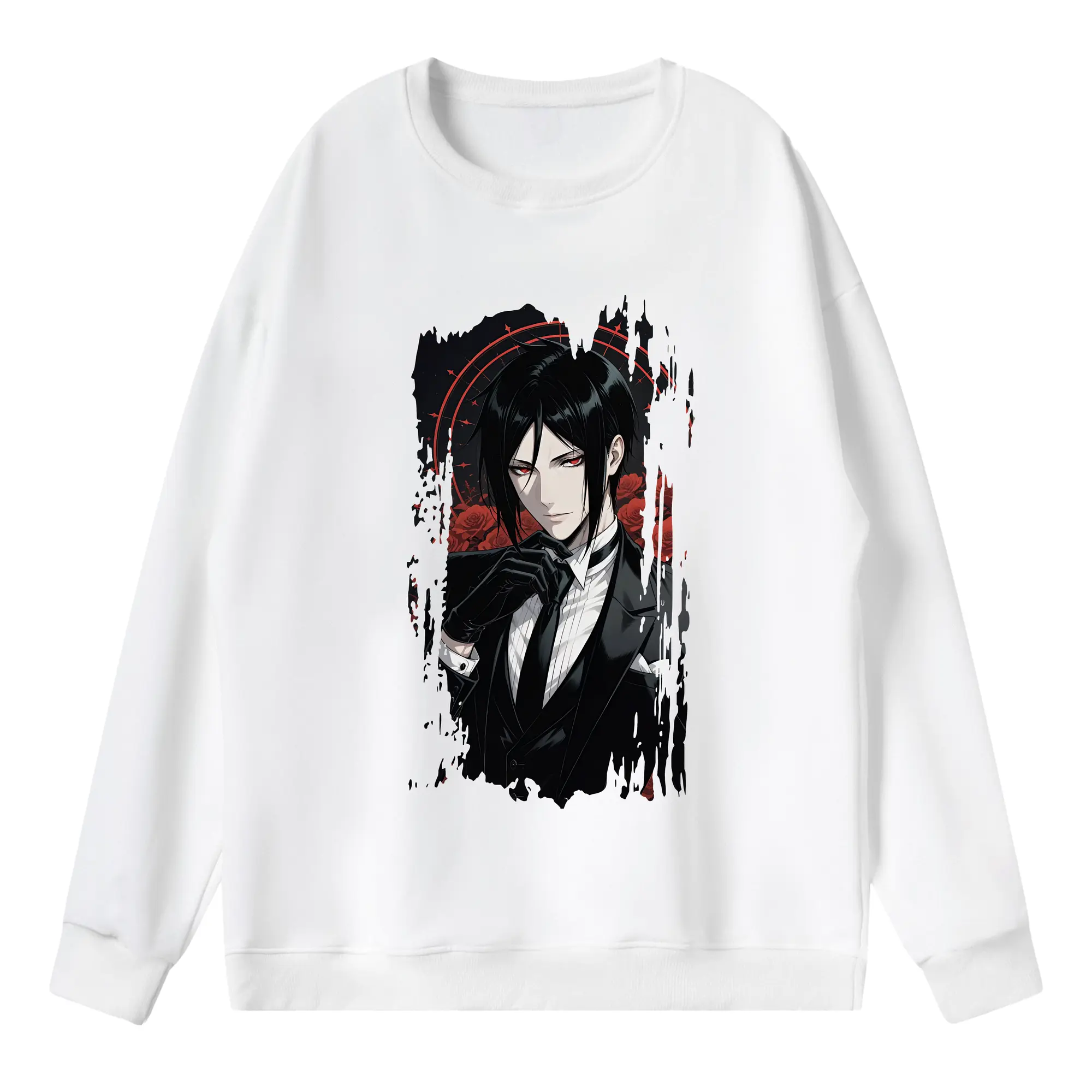 黒執事 グッズ,セバスチャン・ミカエリス - 薄手 クルーネック スウェット 裏毛260g · ポリエステル 春秋向け カジュアル 男女兼用 · トレーナー デイリー スポーツ 散歩に最適