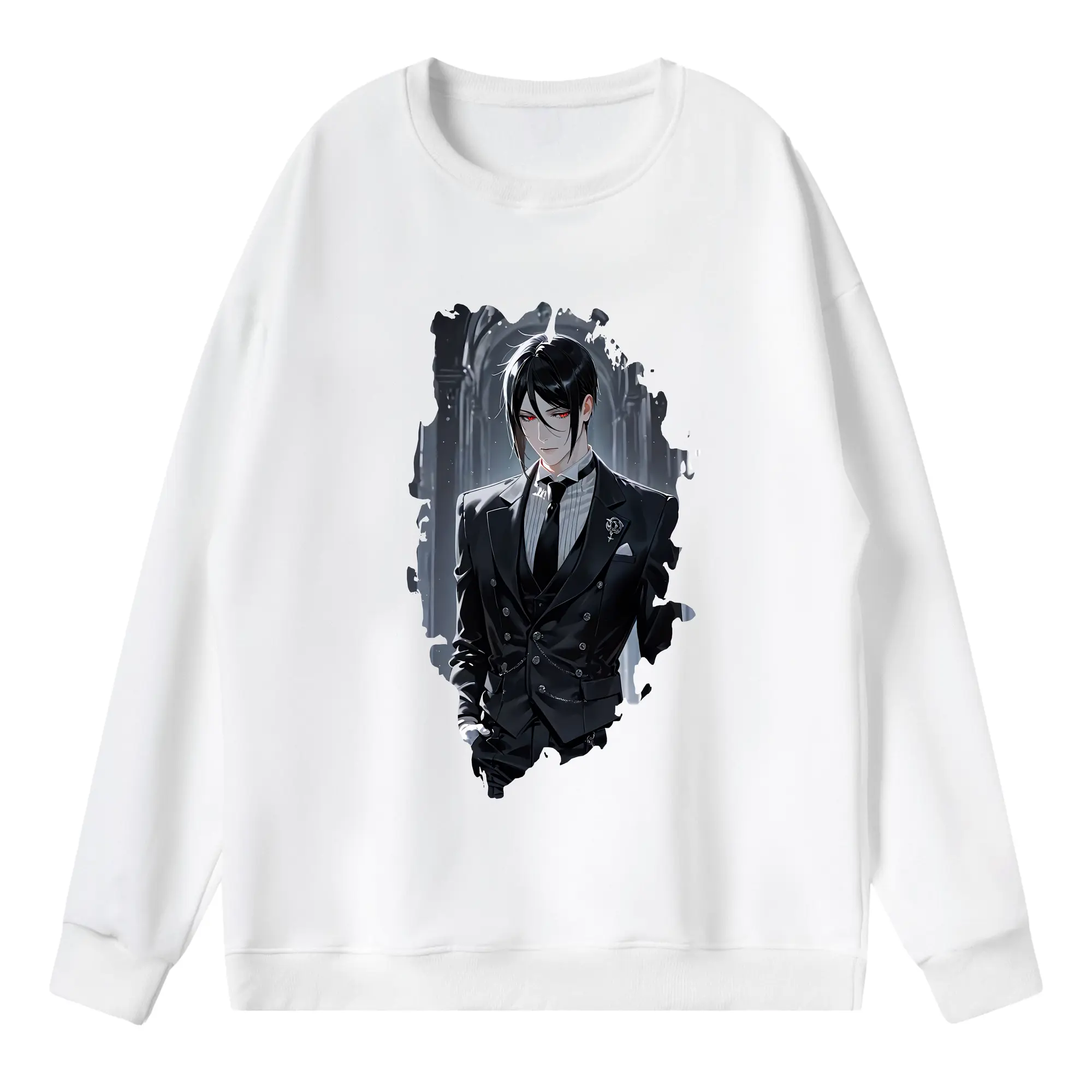 黒執事 グッズ,セバスチャン・ミカエリス - 薄手 クルーネック スウェット 裏毛260g · ポリエステル 春秋向け カジュアル 男女兼用 · トレーナー デイリー スポーツ 散歩に最適