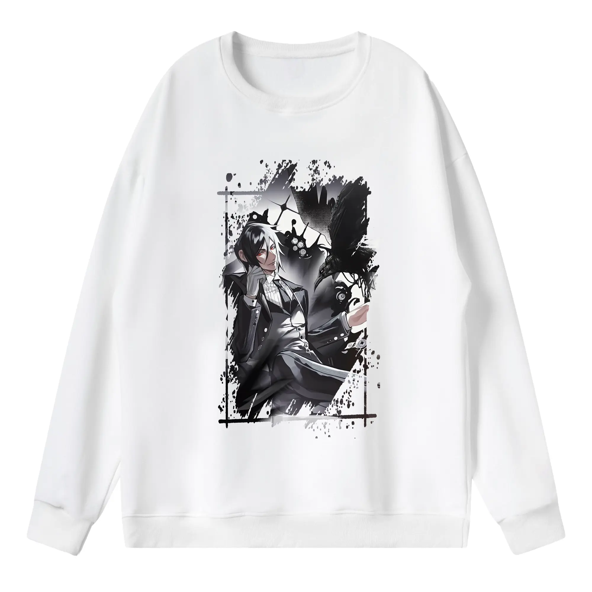 黒執事 グッズ,セバスチャン・ミカエリス - 薄手 クルーネック スウェット 裏毛260g · ポリエステル 春秋向け カジュアル 男女兼用 · トレーナー デイリー スポーツ 散歩に最適