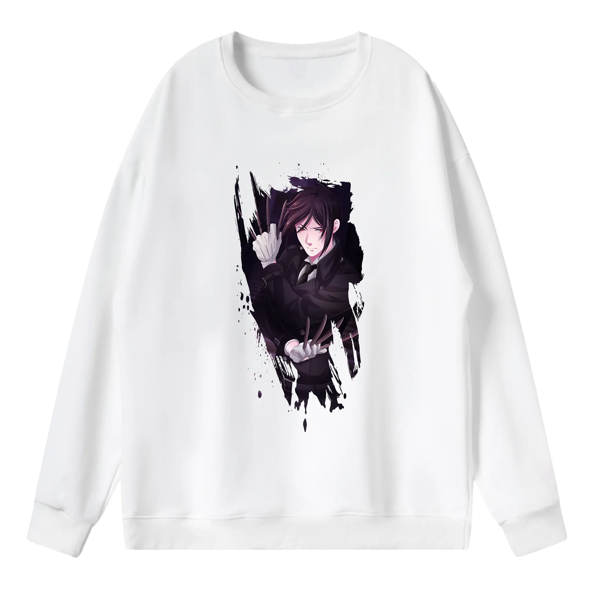 黒執事 グッズ,セバスチャン・ミカエリス - 薄手 クルーネック スウェット 裏毛260g · ポリエステル 春秋向け カジュアル 男女兼用 · トレーナー デイリー スポーツ 散歩に最適