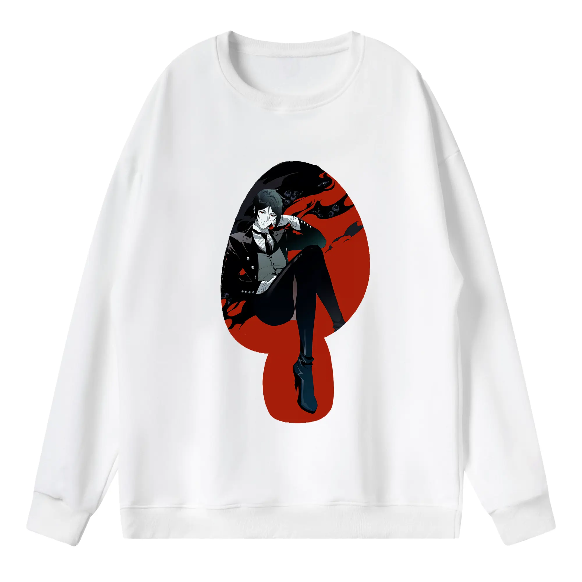 黒執事 グッズ,セバスチャン・ミカエリス - 薄手 クルーネック スウェット 裏毛260g · ポリエステル 春秋向け カジュアル 男女兼用 · トレーナー デイリー スポーツ 散歩に最適