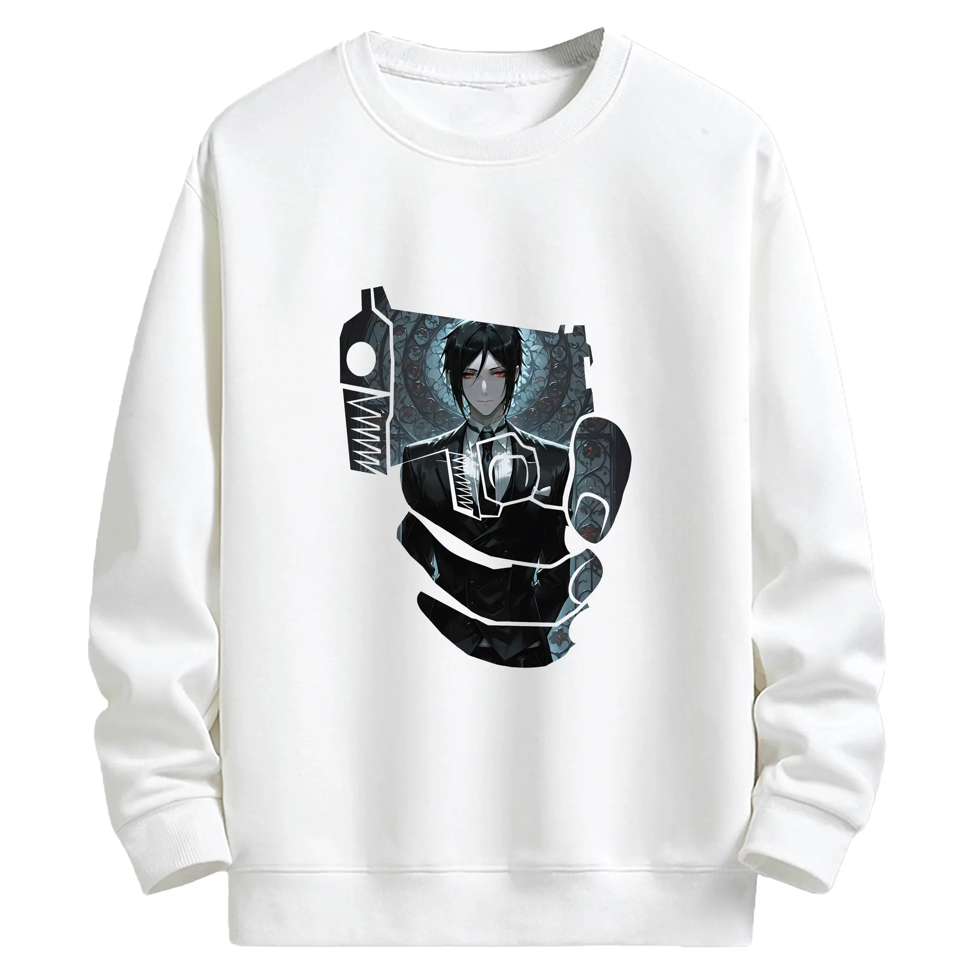 黒執事 グッズ,セバスチャン・ミカエリス - キッズ クルーネックスウェットシャツ ・ フロントプリント ・ 綿80％ ポリエステル20％ ・ 快適 通学 スポーツ 日常使い お散歩用