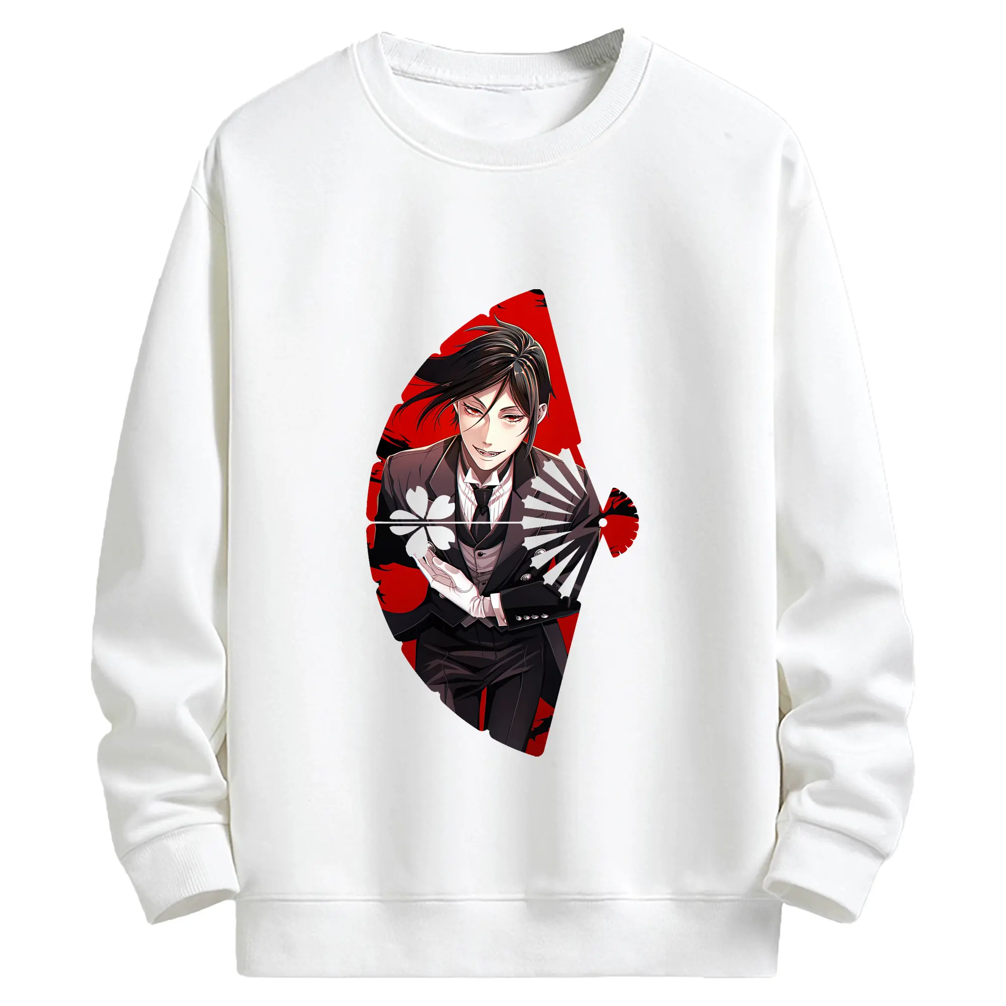 黒執事 グッズ,セバスチャン・ミカエリス - キッズ クルーネックスウェットシャツ ・ フロントプリント ・ 綿80％ ポリエステル20％ ・ 快適 通学 スポーツ 日常使い お散歩用