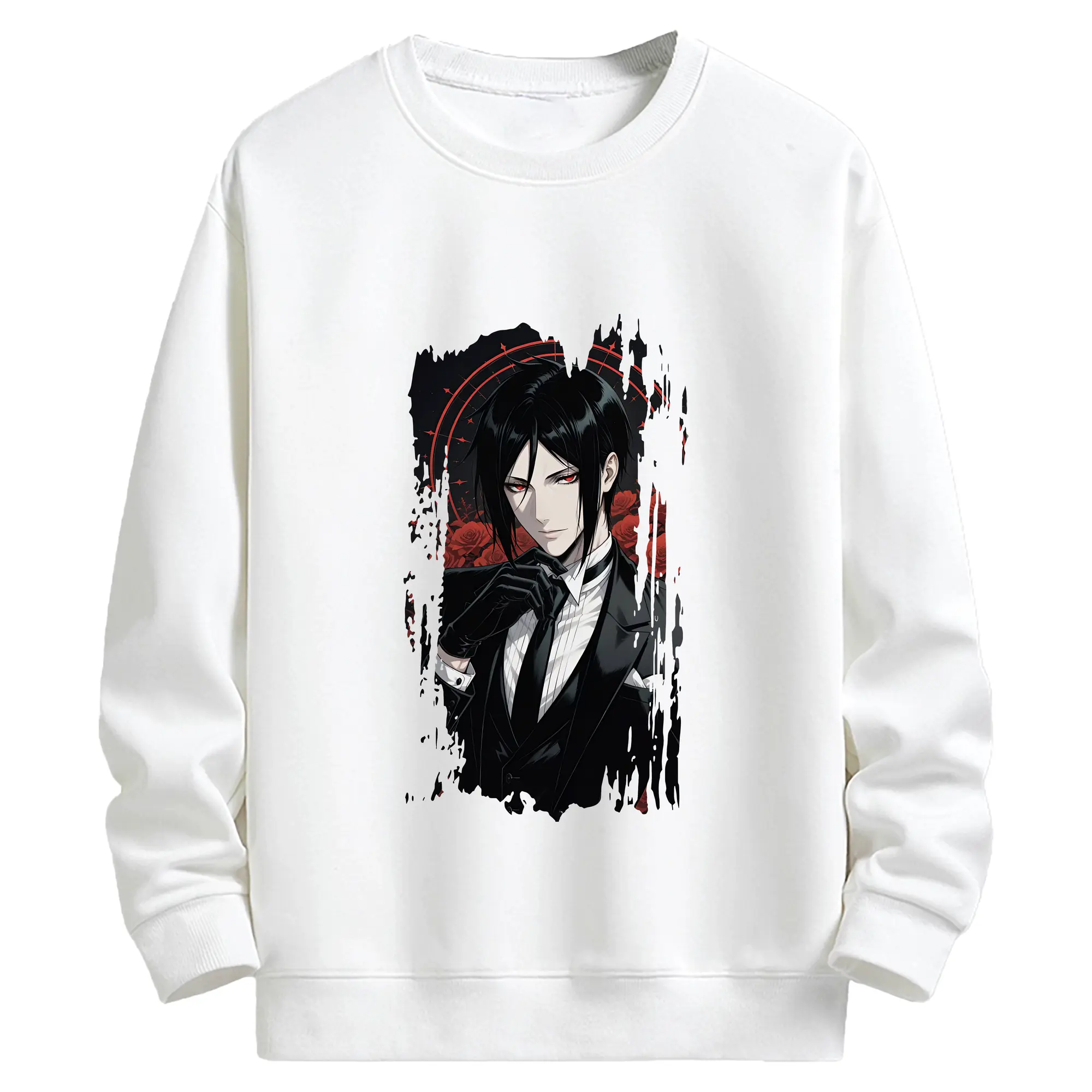 黒執事 グッズ,セバスチャン・ミカエリス - キッズ クルーネックスウェットシャツ ・ フロントプリント ・ 綿80％ ポリエステル20％ ・ 快適 通学 スポーツ 日常使い お散歩用