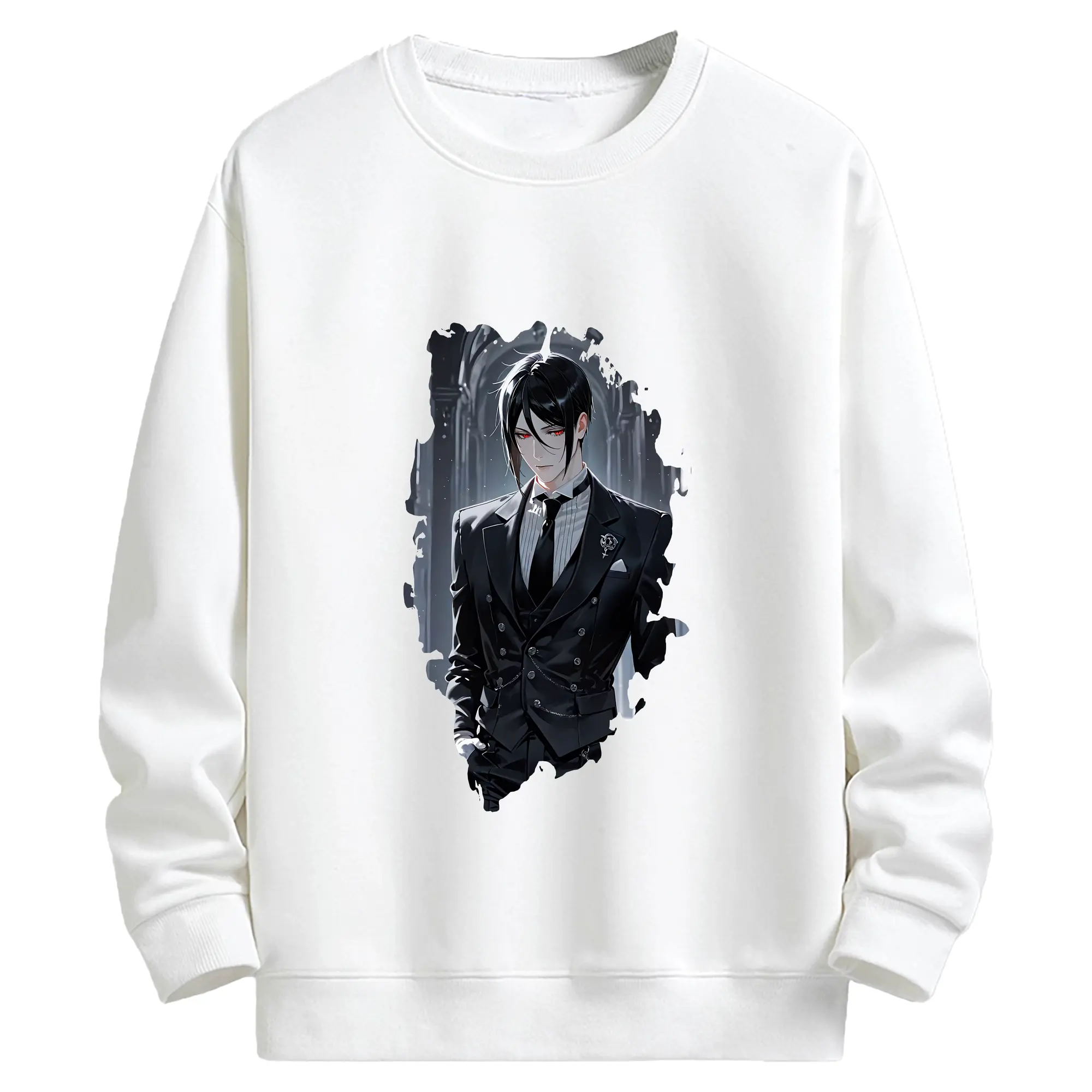 黒執事 グッズ,セバスチャン・ミカエリス - キッズ クルーネックスウェットシャツ ・ フロントプリント ・ 綿80％ ポリエステル20％ ・ 快適 通学 スポーツ 日常使い お散歩用
