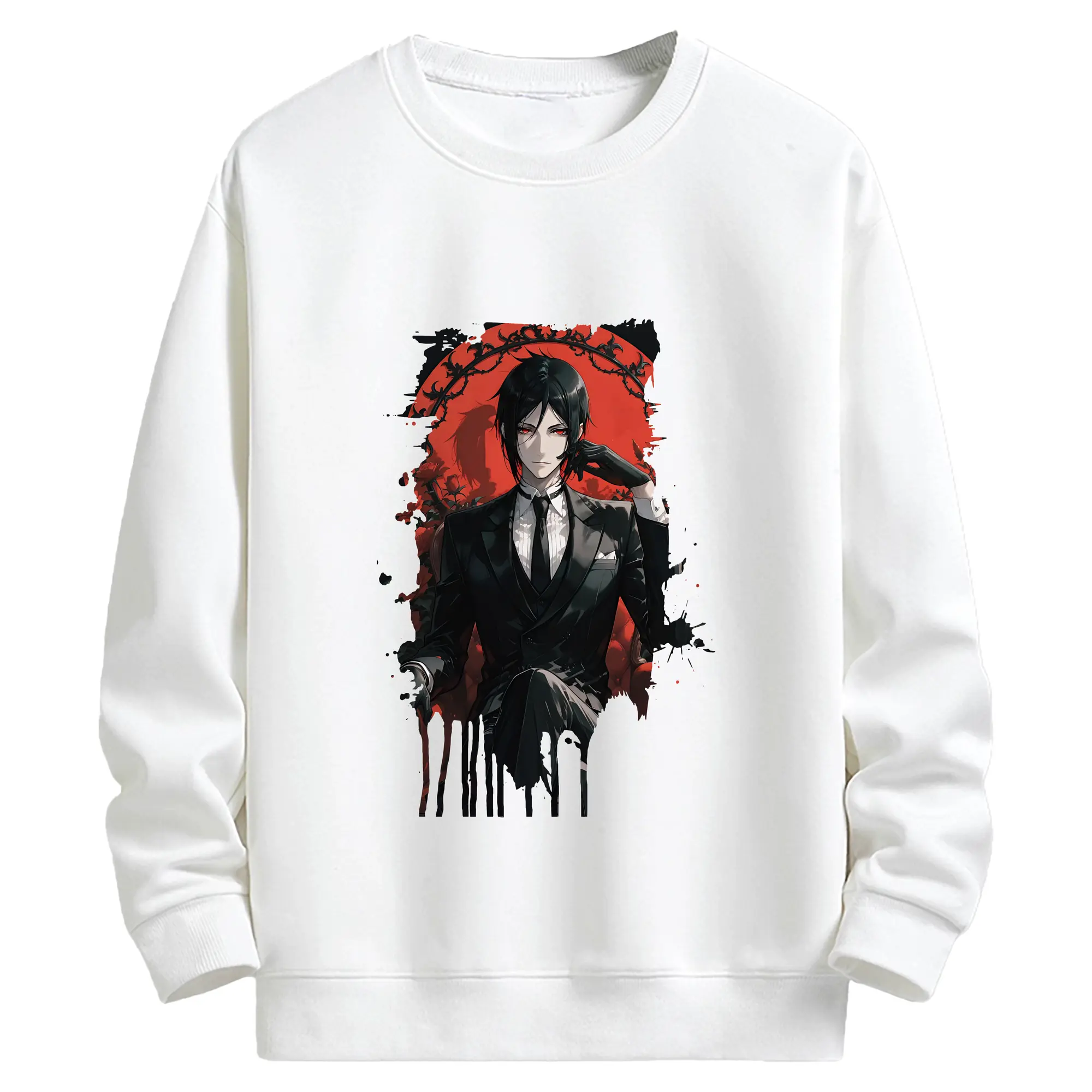 黒執事 グッズ,セバスチャン・ミカエリス - キッズ クルーネックスウェットシャツ ・ フロントプリント ・ 綿80％ ポリエステル20％ ・ 快適 通学 スポーツ 日常使い お散歩用