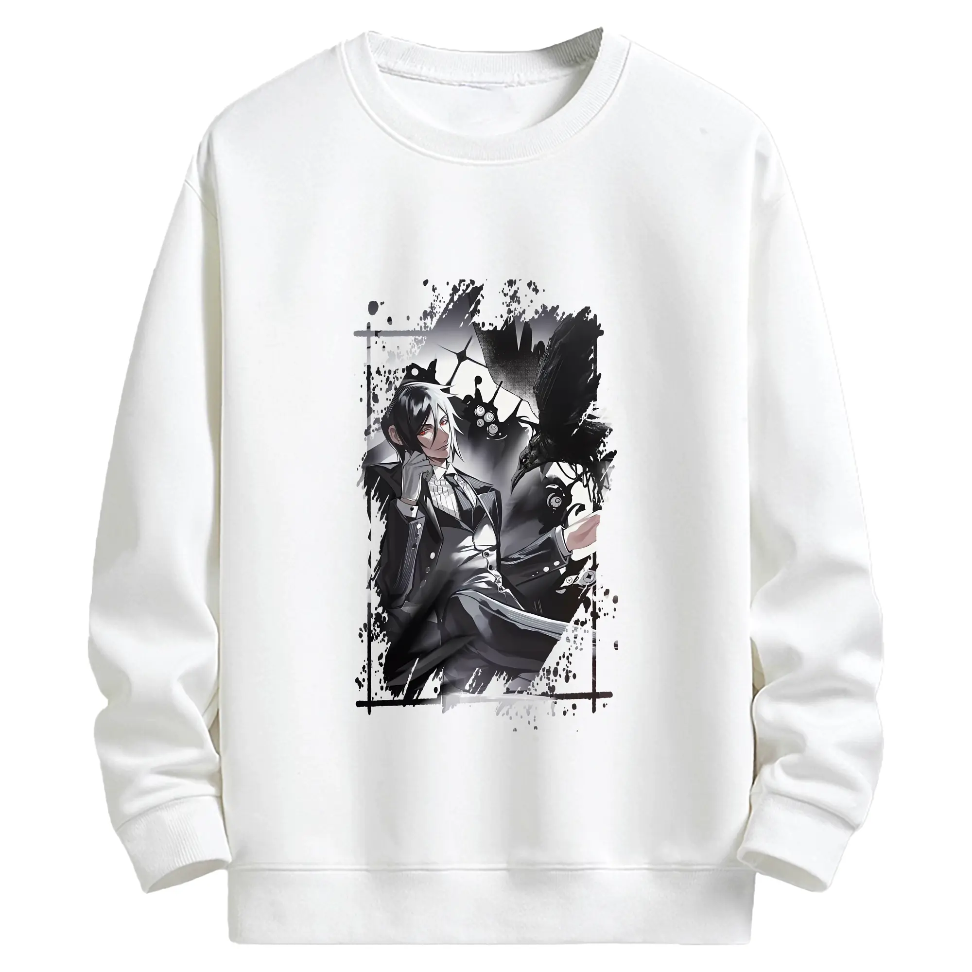 黒執事 グッズ,セバスチャン・ミカエリス - キッズ クルーネックスウェットシャツ ・ フロントプリント ・ 綿80％ ポリエステル20％ ・ 快適 通学 スポーツ 日常使い お散歩用