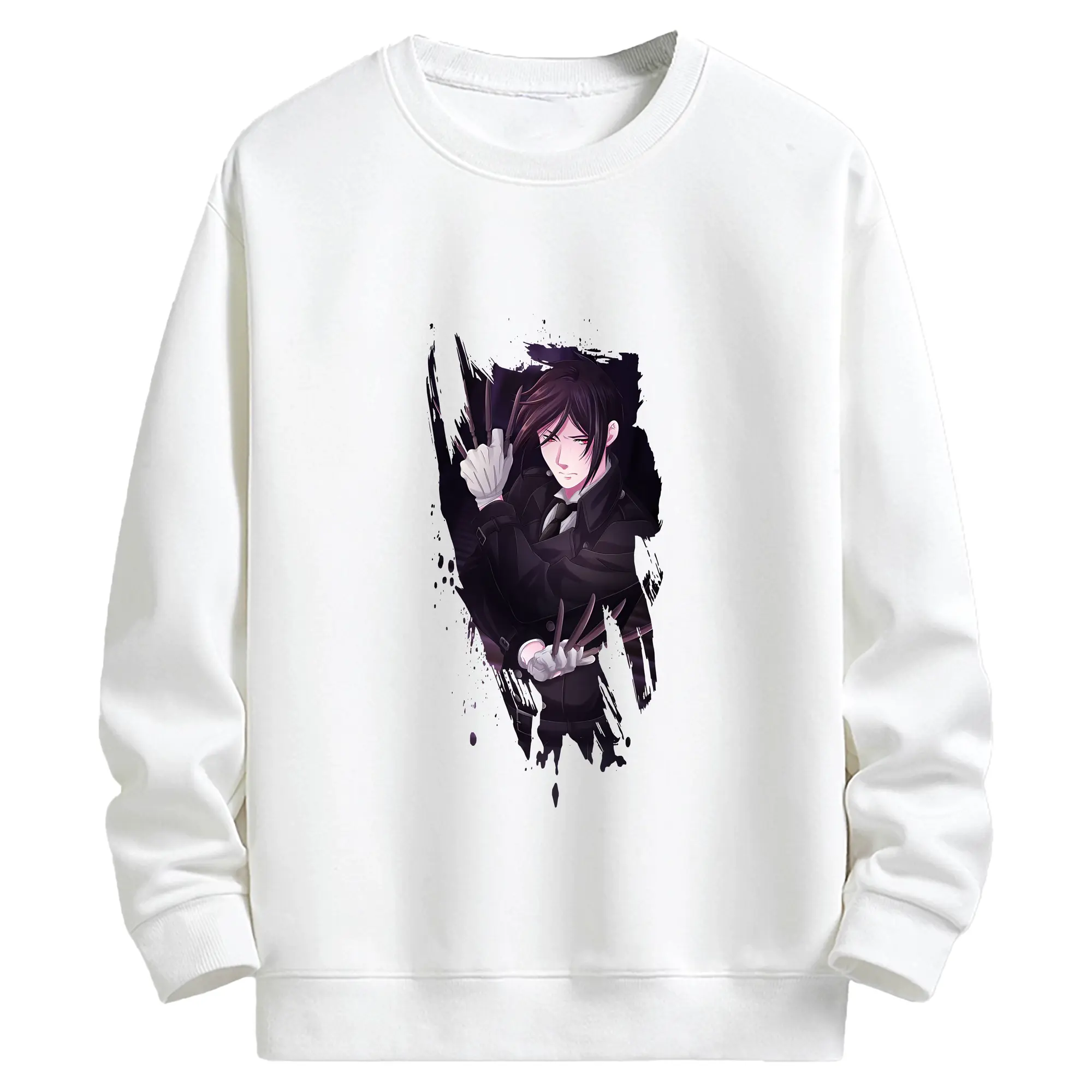 黒執事 グッズ,セバスチャン・ミカエリス - キッズ クルーネックスウェットシャツ ・ フロントプリント ・ 綿80％ ポリエステル20％ ・ 快適 通学 スポーツ 日常使い お散歩用