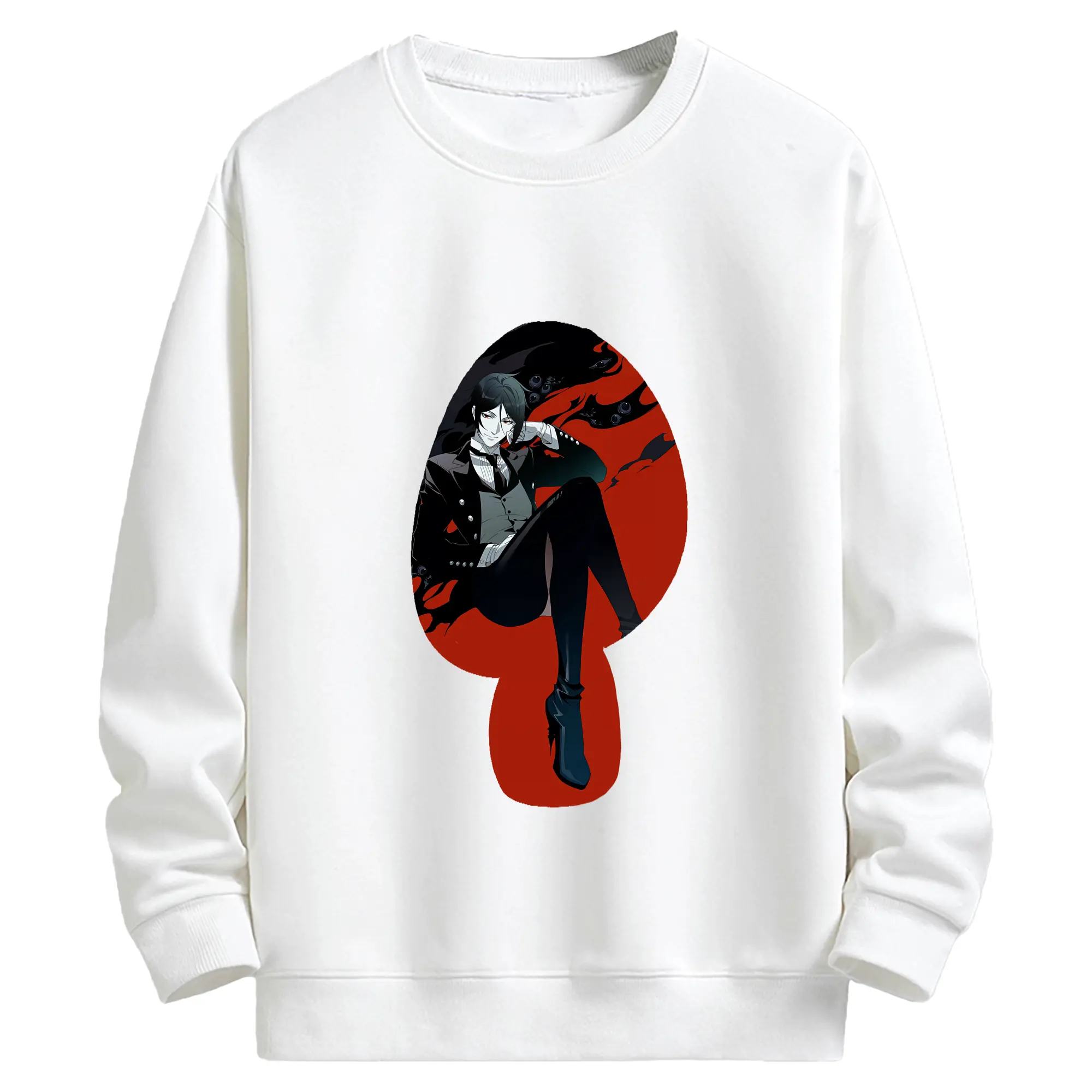 黒執事 グッズ,セバスチャン・ミカエリス - キッズ クルーネックスウェットシャツ ・ フロントプリント ・ 綿80％ ポリエステル20％ ・ 快適 通学 スポーツ 日常使い お散歩用