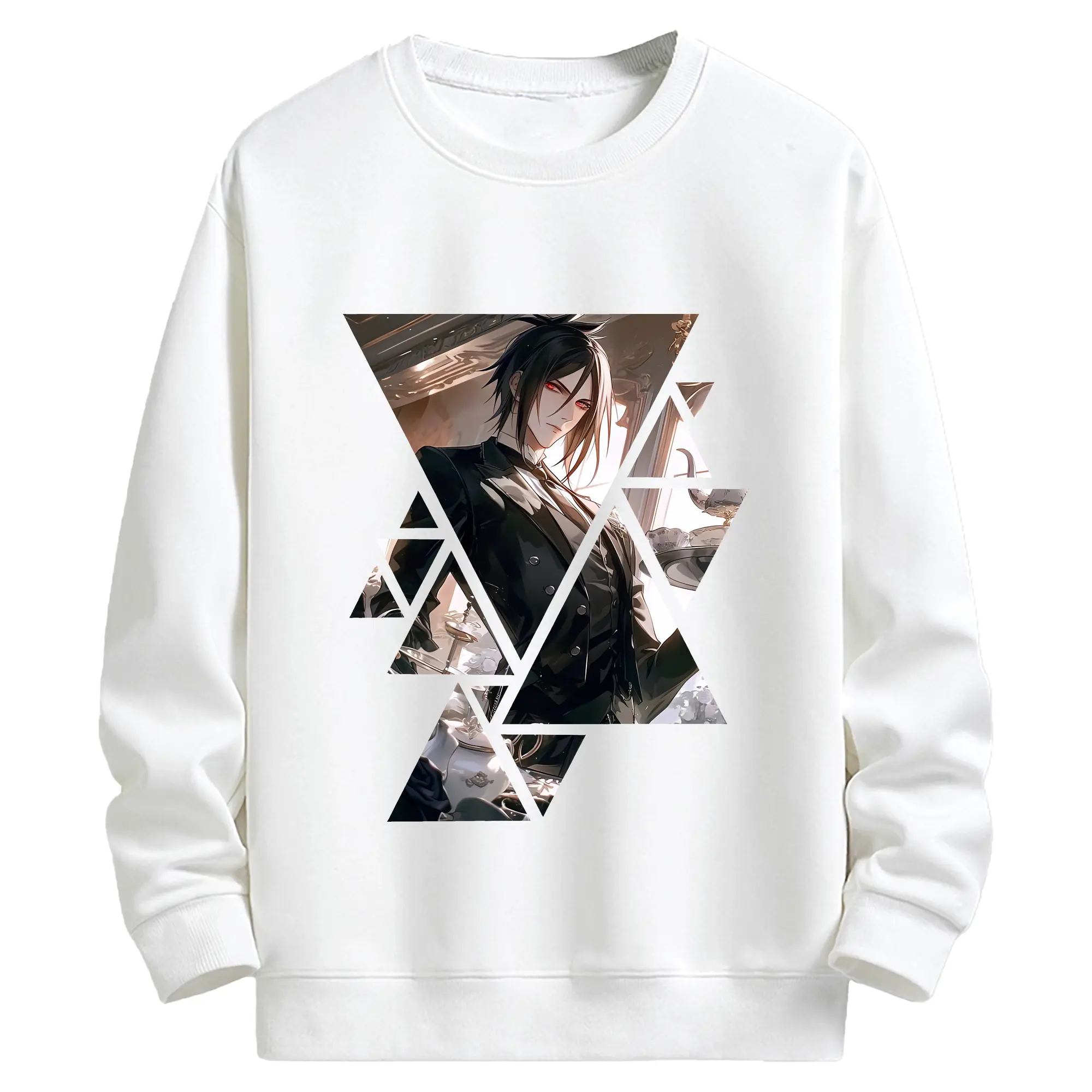 黒執事 グッズ,セバスチャン・ミカエリス - キッズ クルーネックスウェットシャツ ・ フロントプリント ・ 綿80％ ポリエステル20％ ・ 快適 通学 スポーツ 日常使い お散歩用